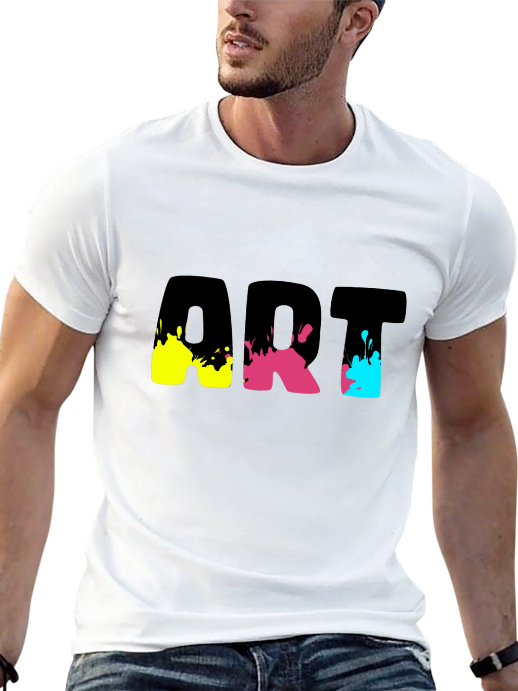Abstract Art Splatter Graphic Tee - Black