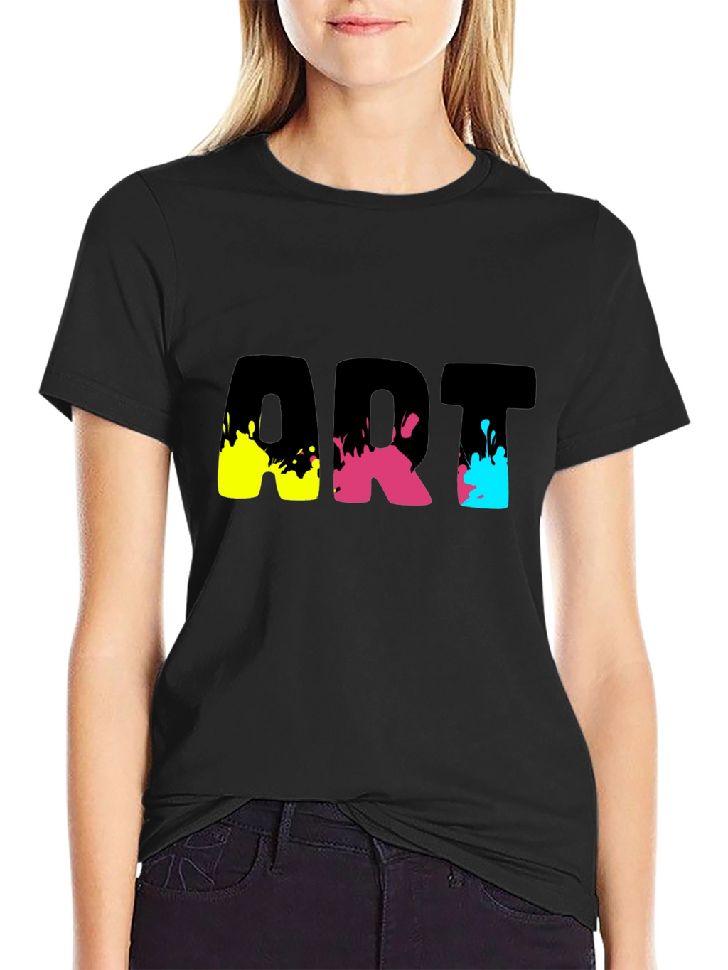 Abstract Art Splatter Graphic Tee - Black