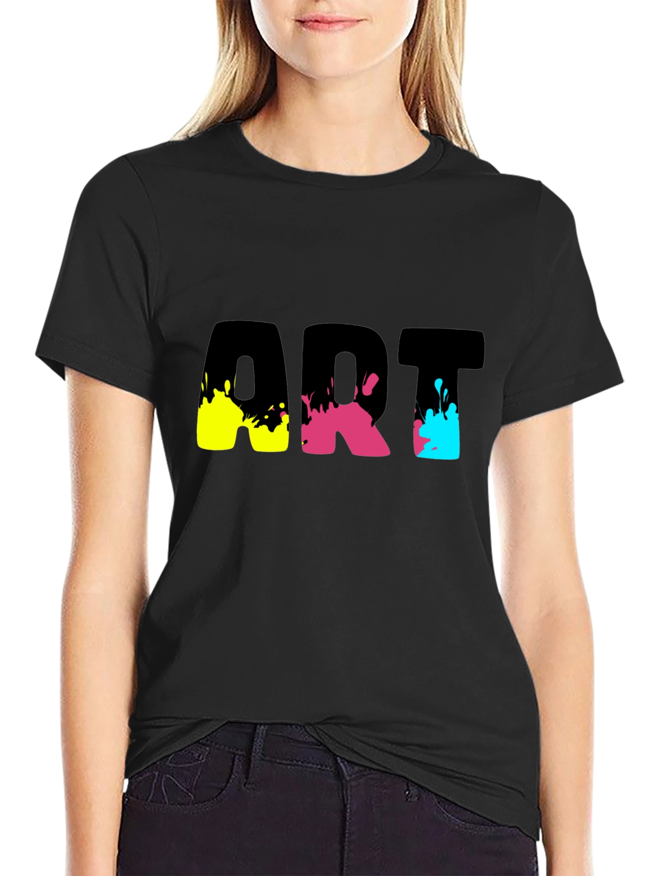 Abstract Art Splatter Graphic Tee - Black