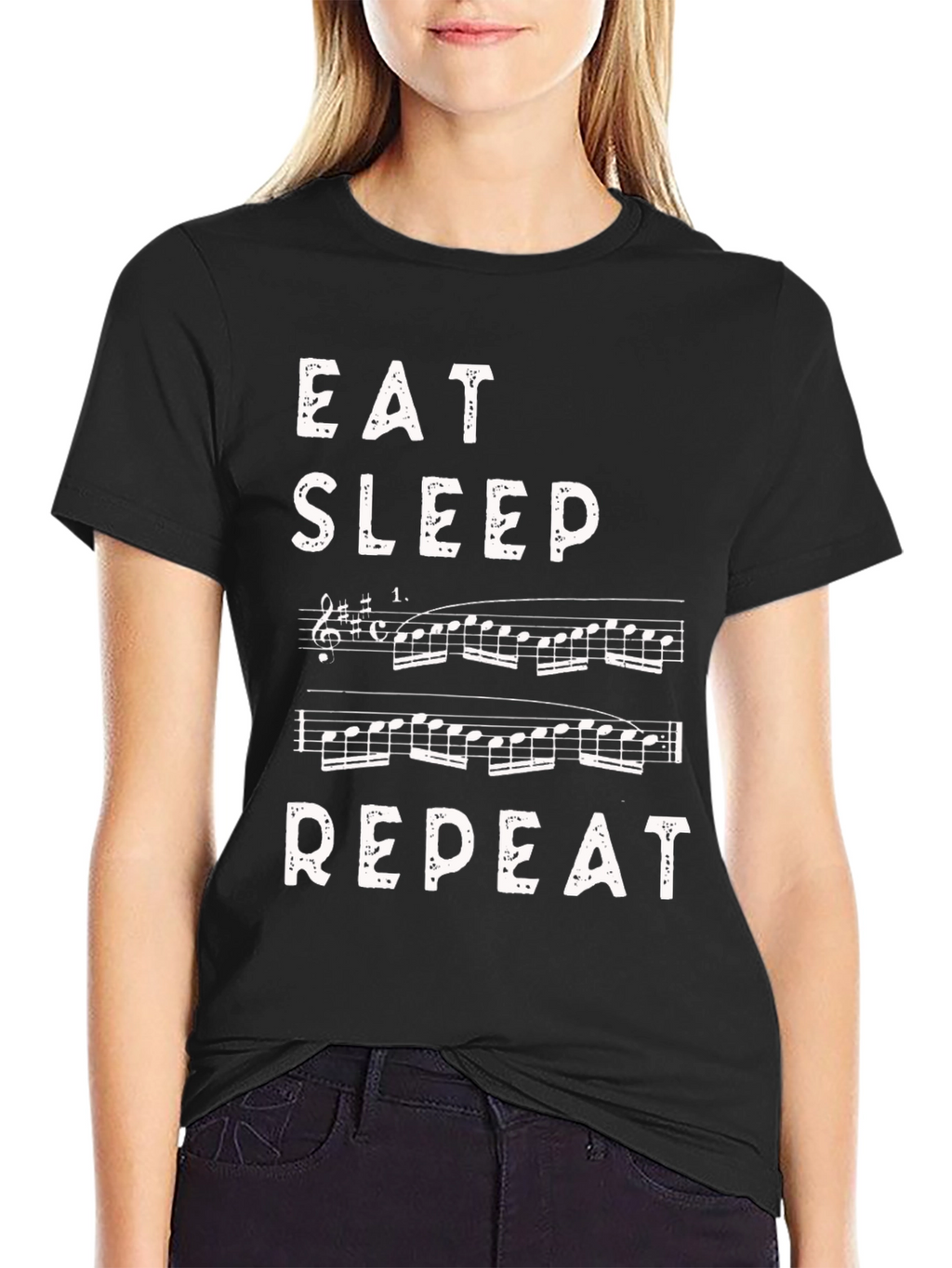 Eat Sleep Music Repeat Black T-Shirt