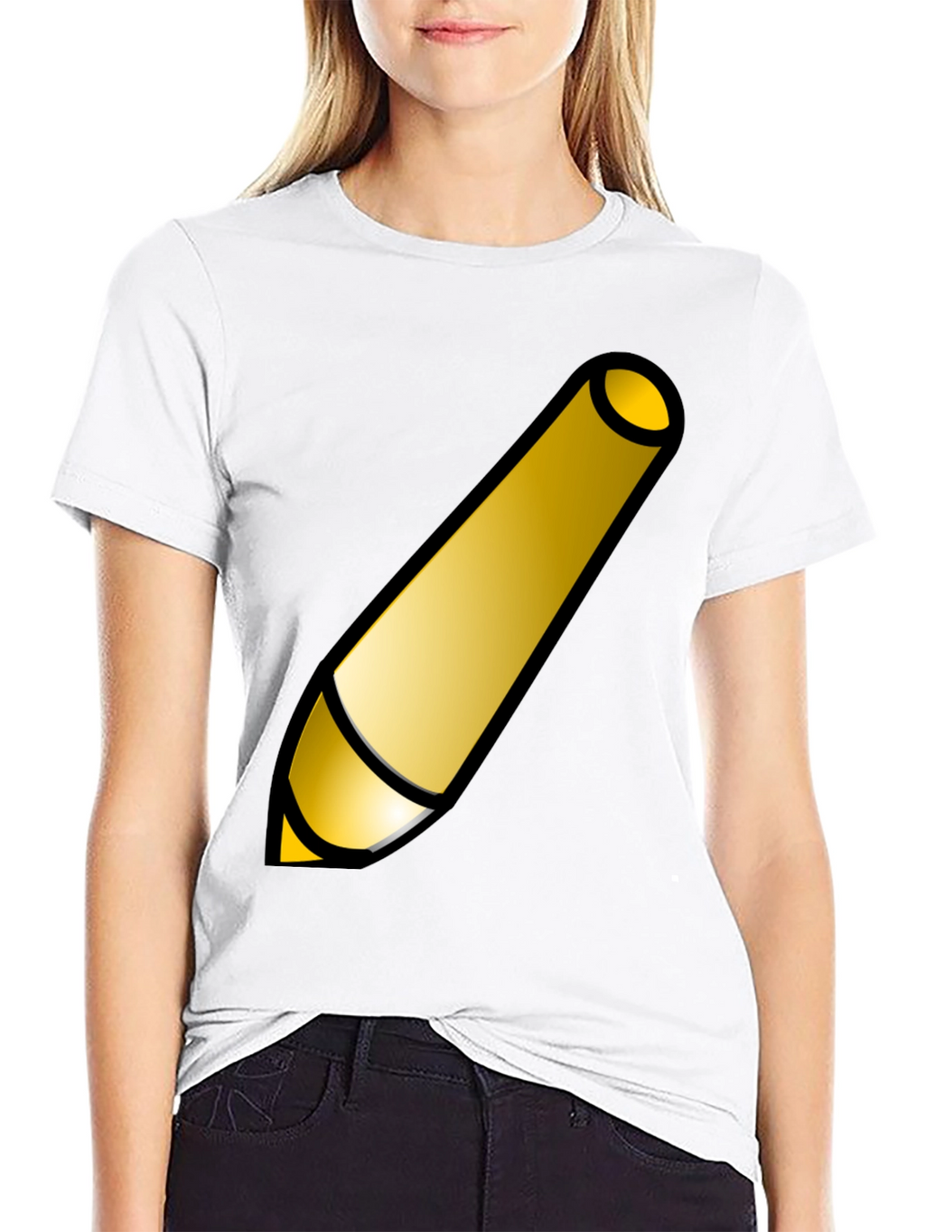 Creative Gold Pencil Graphic Tee - Stylish Unisex T-Shirt