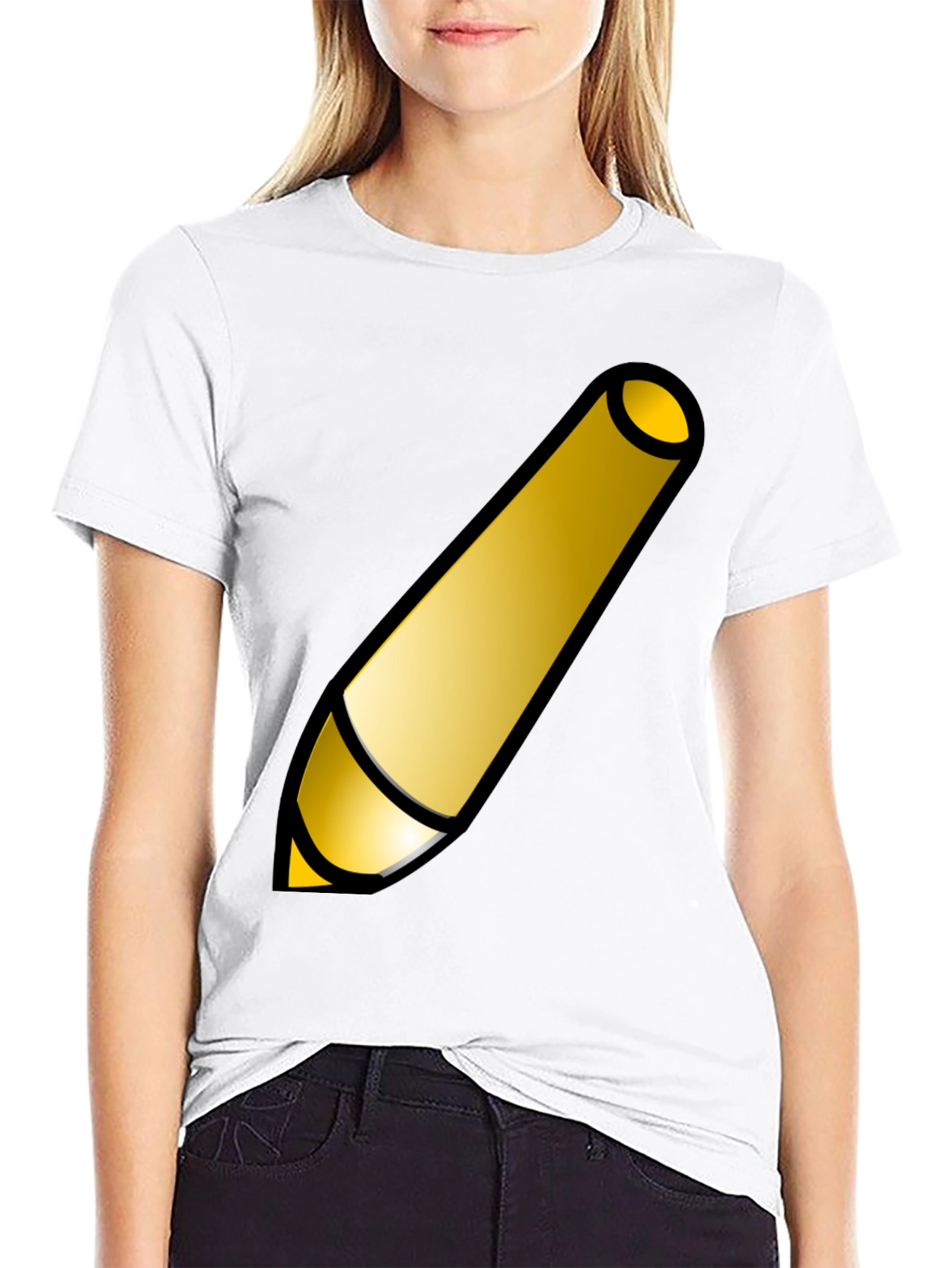 Creative Gold Pencil Graphic Tee - Stylish Unisex T-Shirt