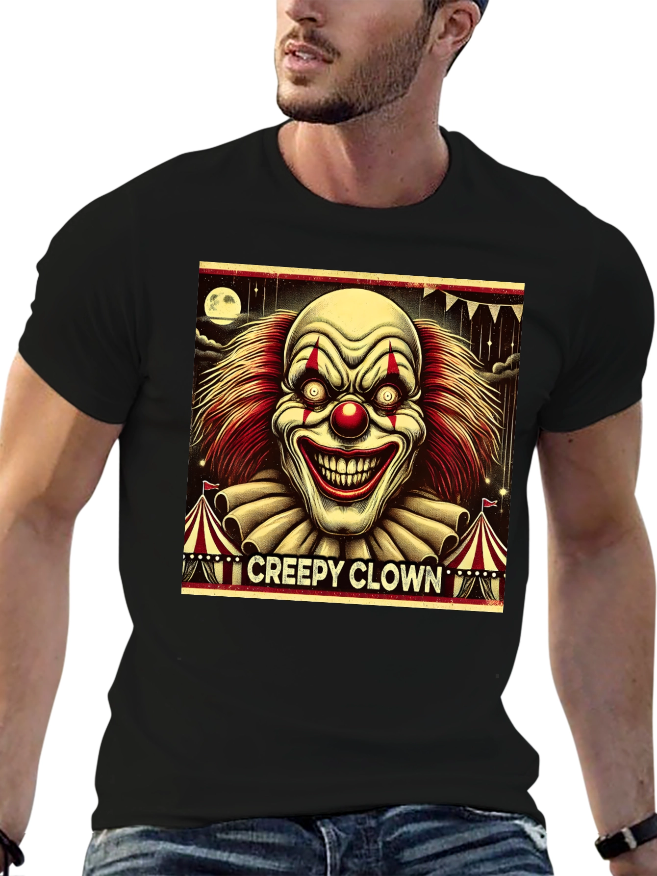 Creepy Clown Graphic Tee - Horror Circus T-Shirt