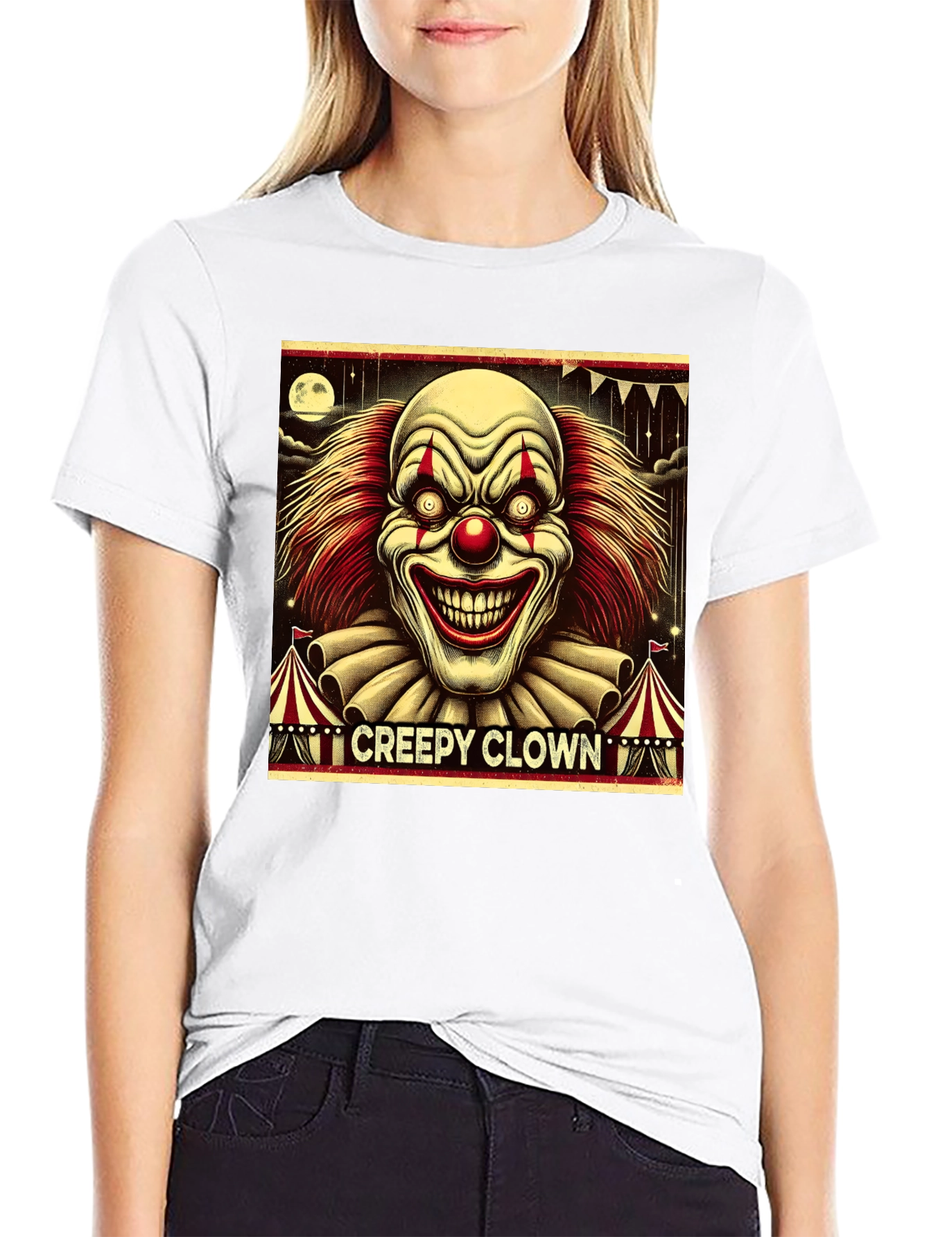 Creepy Clown Graphic Tee - Horror Circus T-Shirt