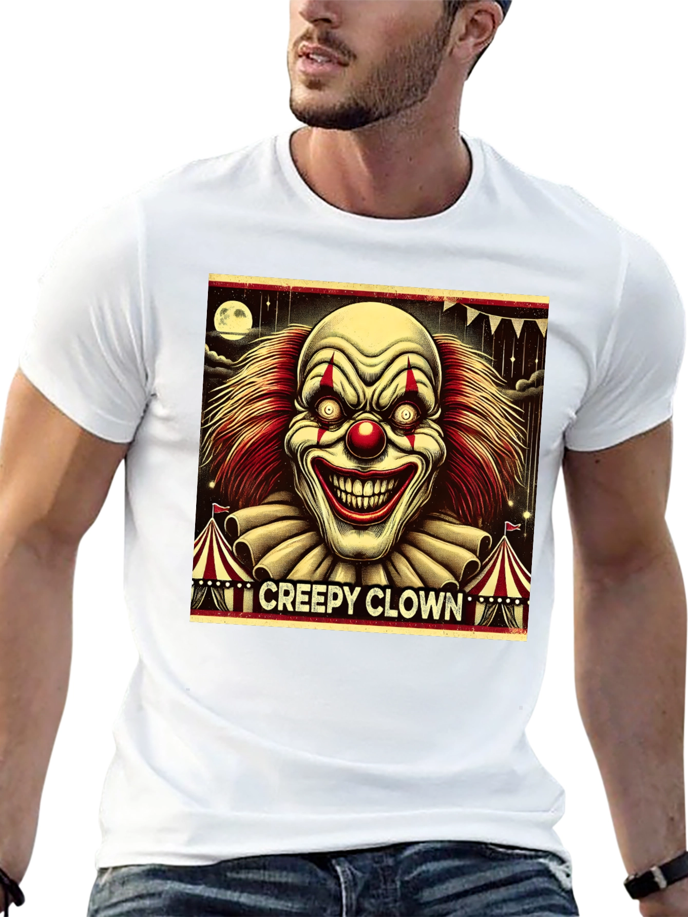 Creepy Clown Graphic Tee - Horror Circus T-Shirt