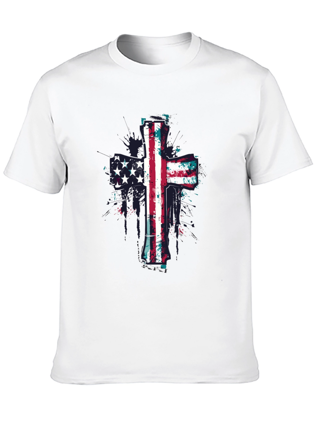 American Flag Cross Graphic Tee - Black