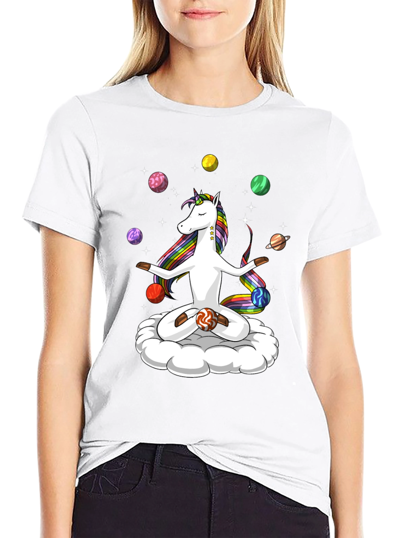 Unicorn Yoga Planet Juggling T-Shirt