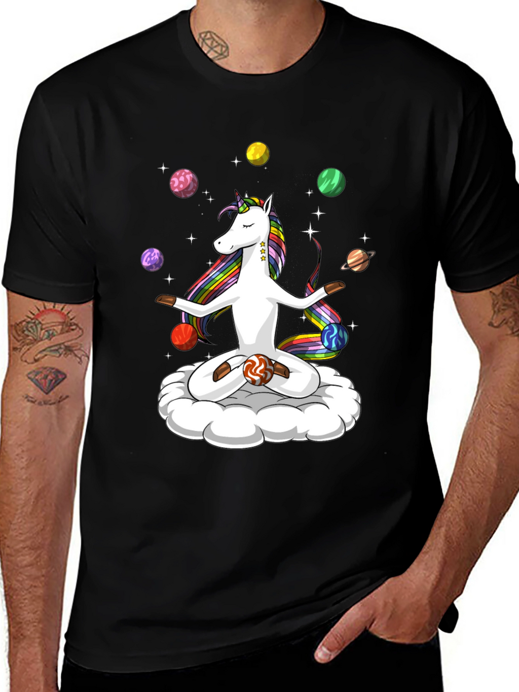 Unicorn Yoga Planet Juggling T-Shirt