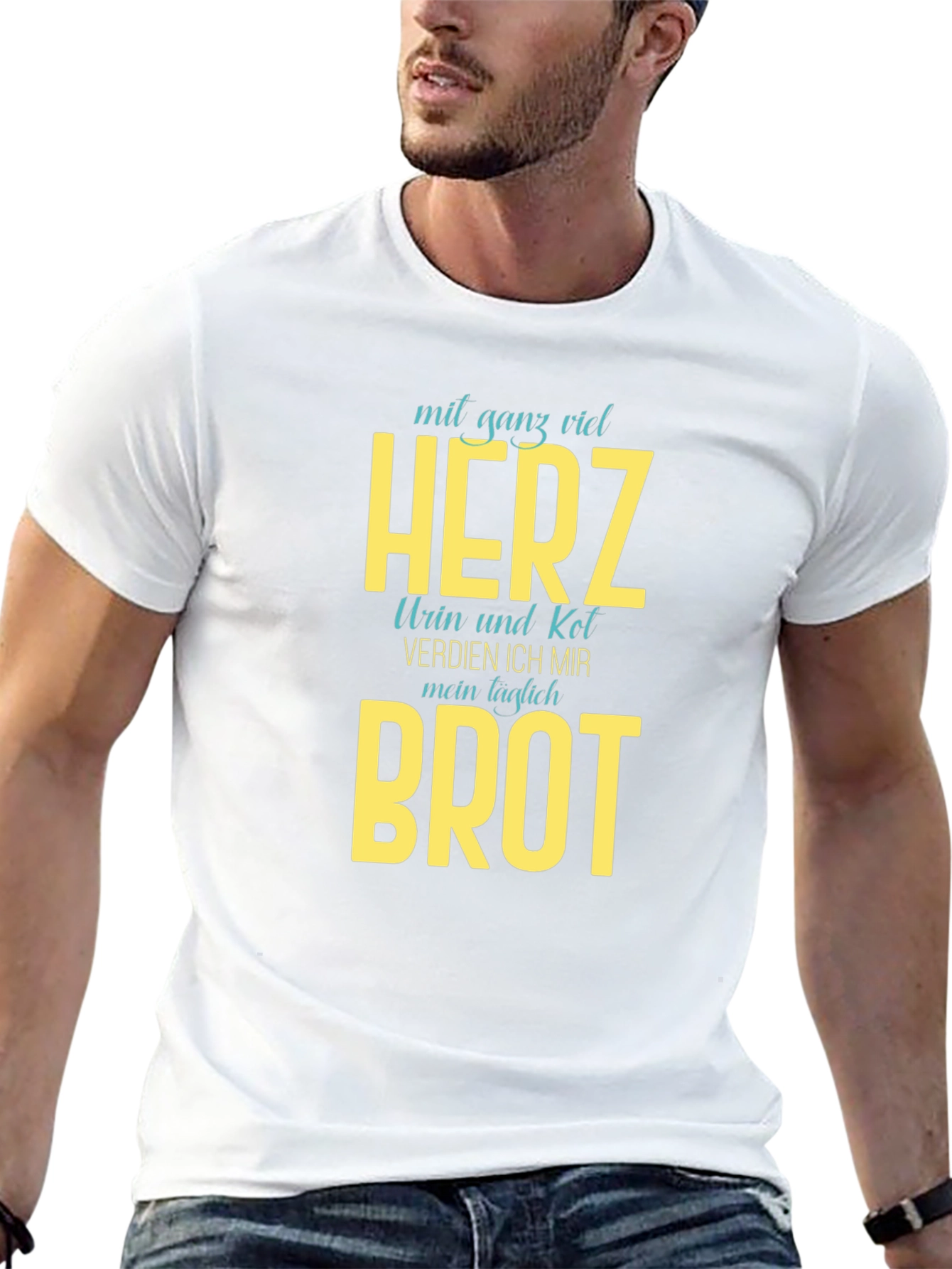 Mens Black T-Shirt with Humorous Graphic Print