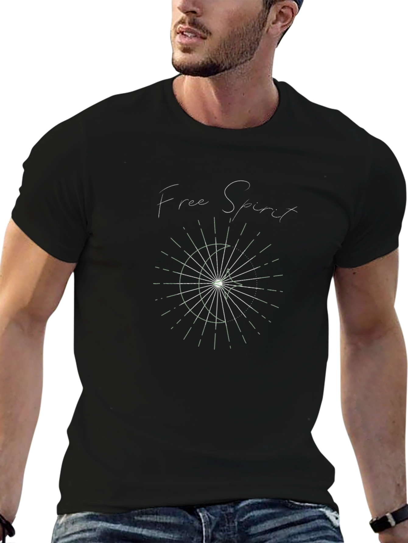 Free Spirit Graphic Tee - Soft Black Cotton T-Shirt