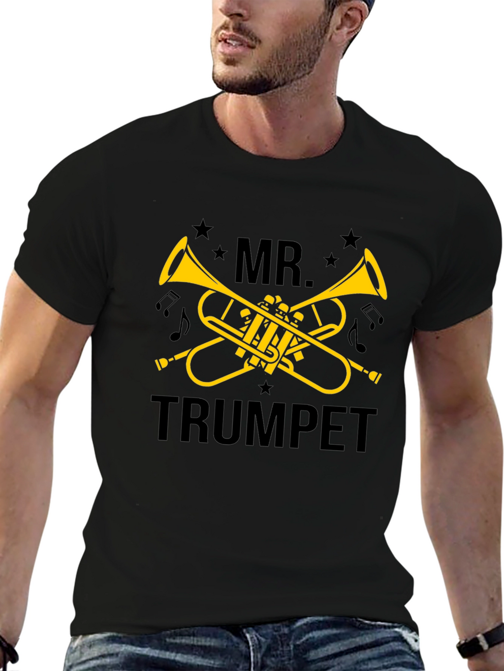 Mr. Trumpet Black T-Shirt - Musician Gift