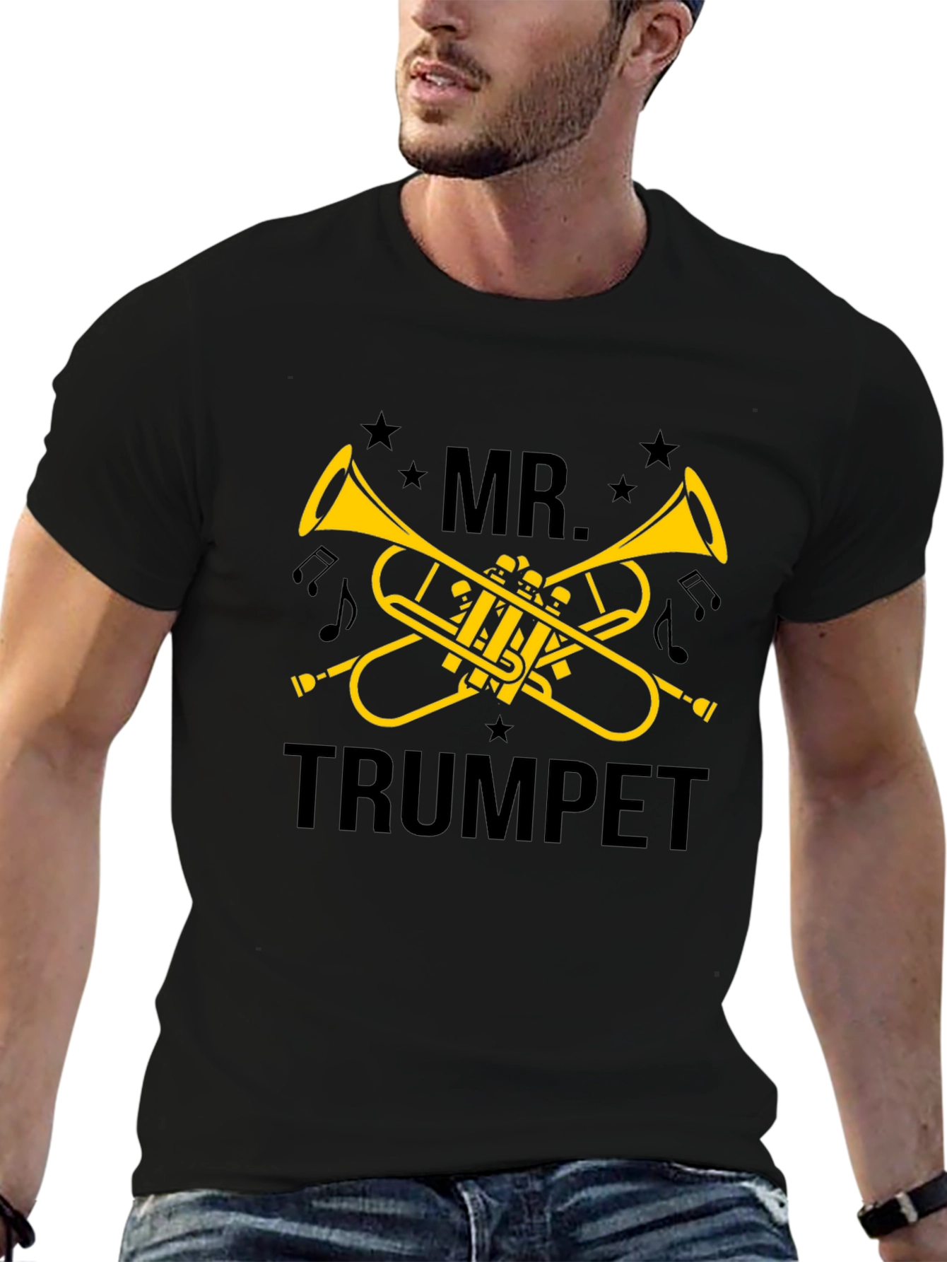 Mr. Trumpet Black T-Shirt - Musician Gift