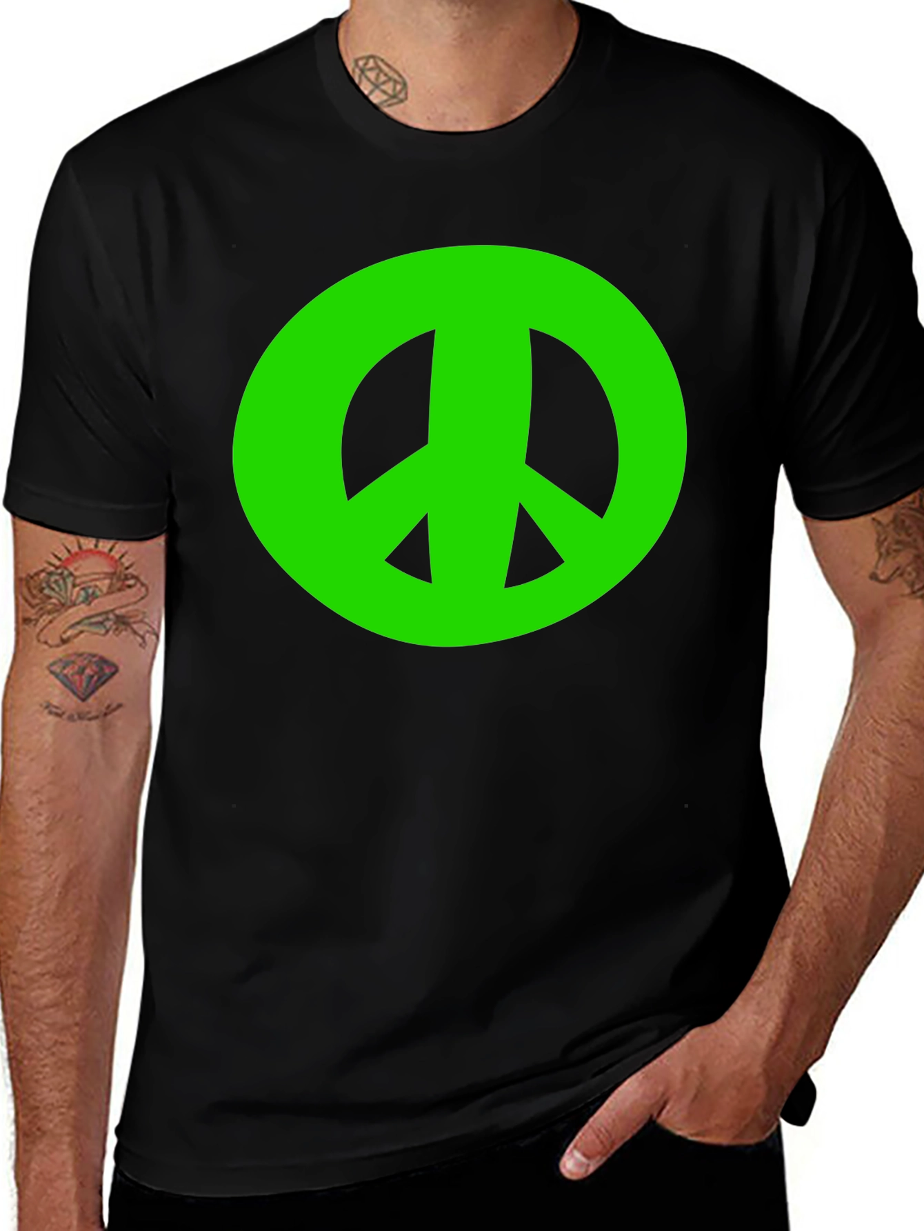 Peace Sign Graphic Tee - Black
