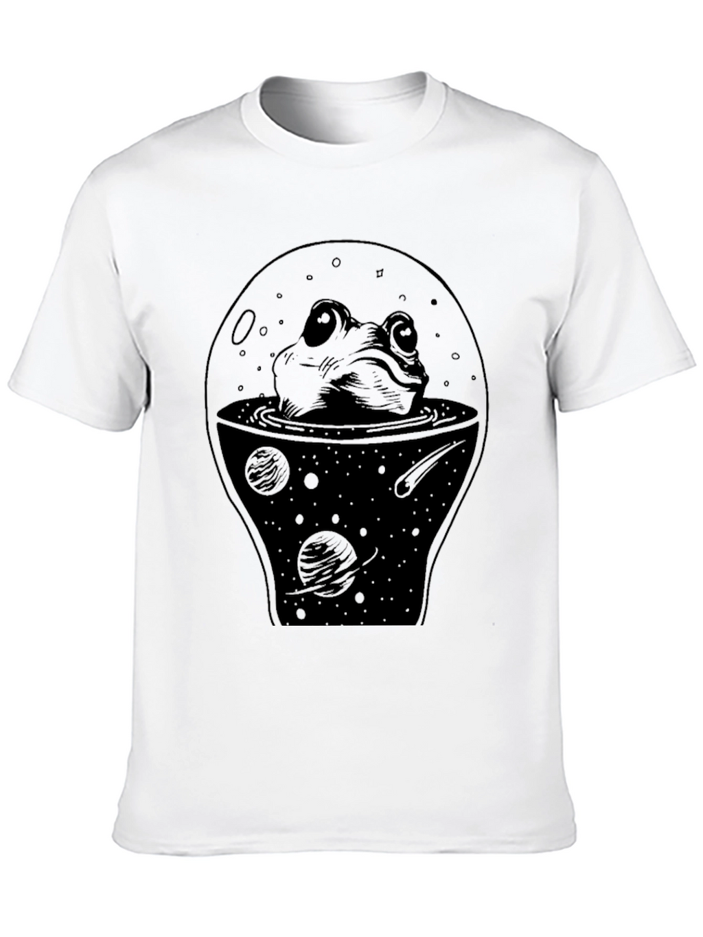 Frog in Space Black T-Shirt