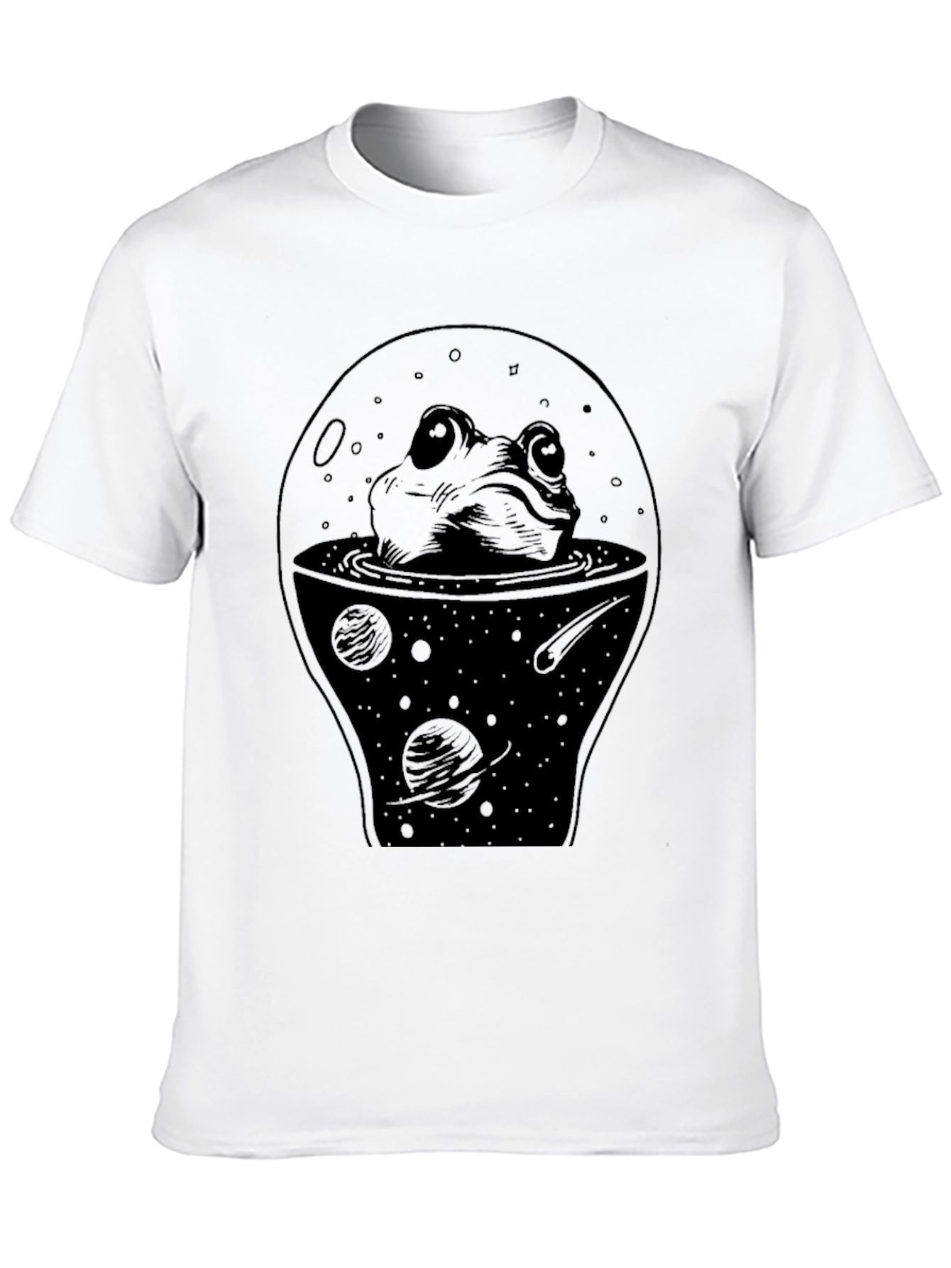 Frog in Space Black T-Shirt