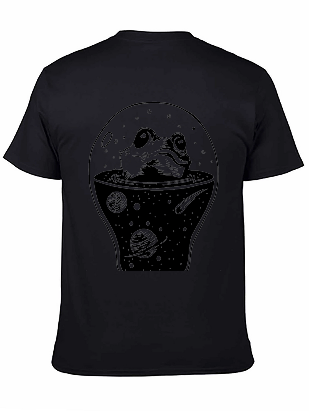 Frog in Space Black T-Shirt