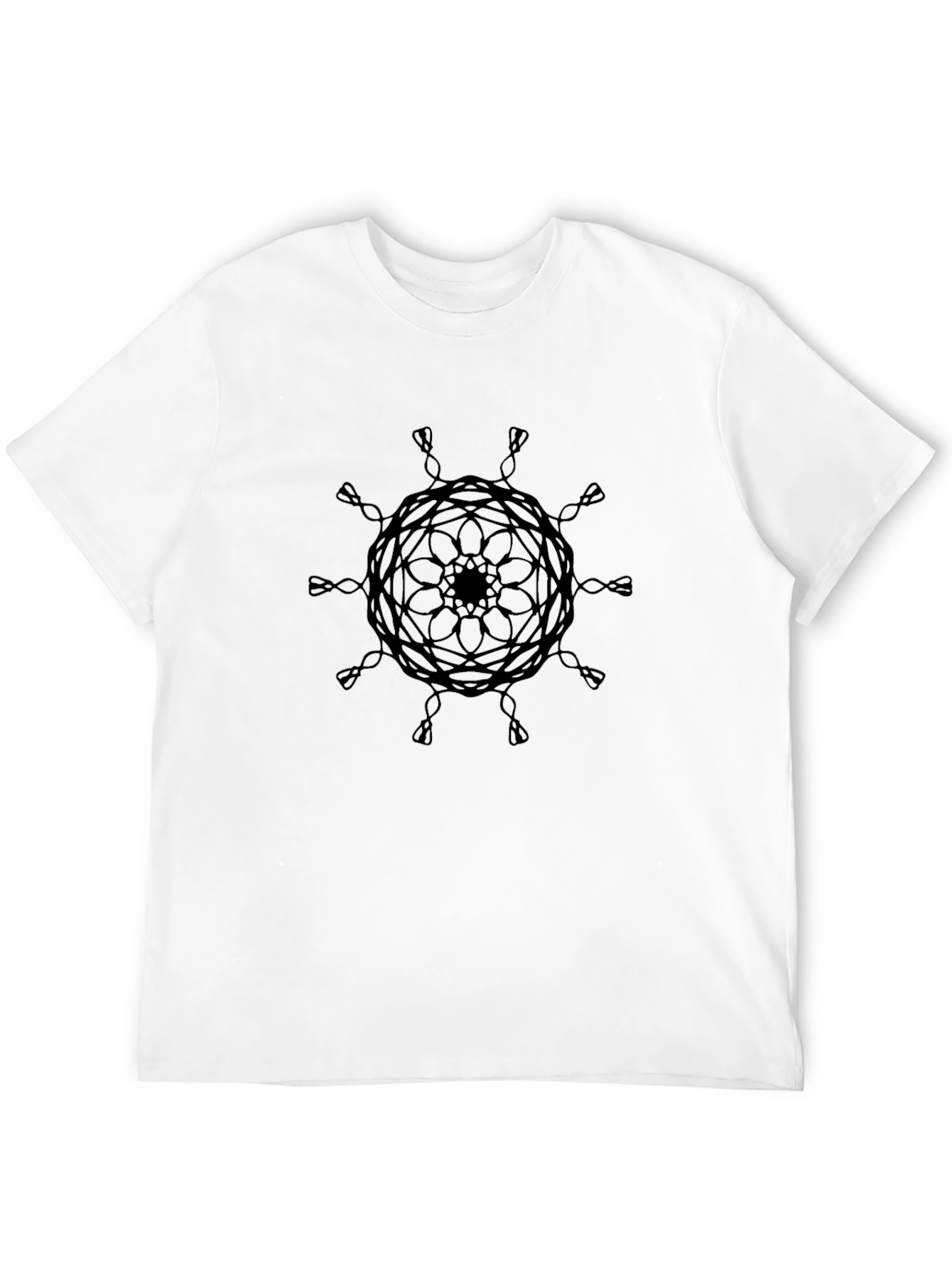 Geometric Mandala Print Black T-Shirt