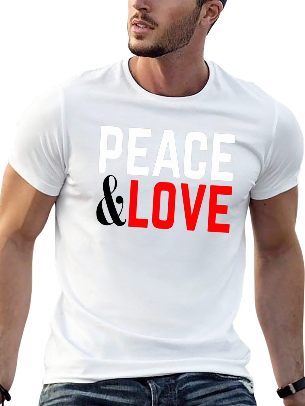 Peace & Love Graphic Tee - Black Casual T-Shirt