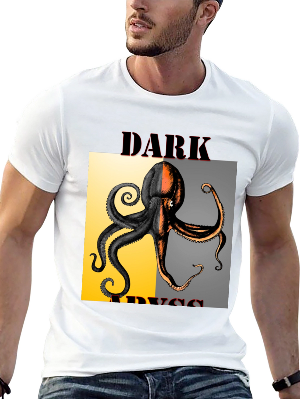 Dark Abyss Octopus Graphic Tee - Black