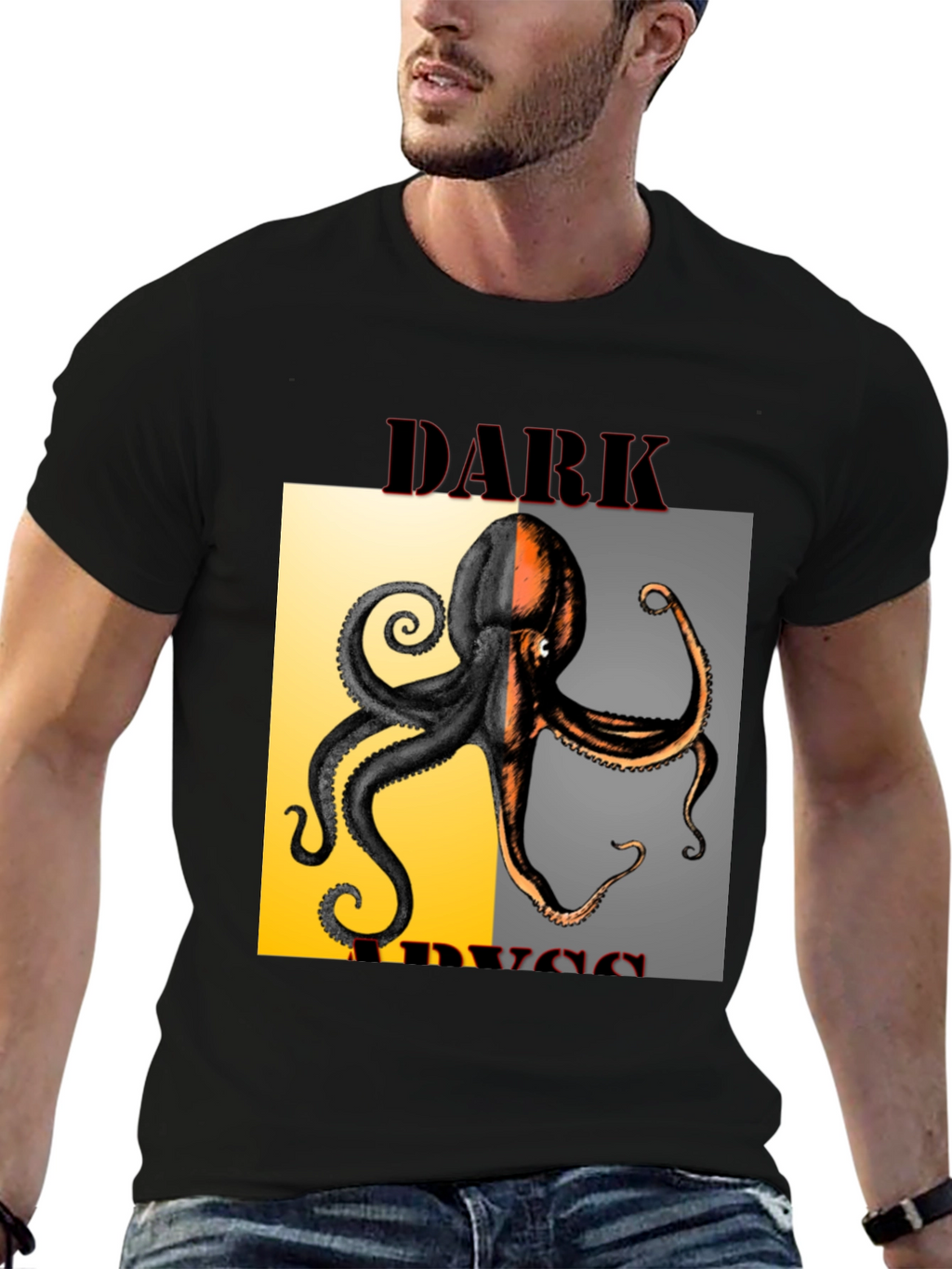 Dark Abyss Octopus Graphic Tee - Black