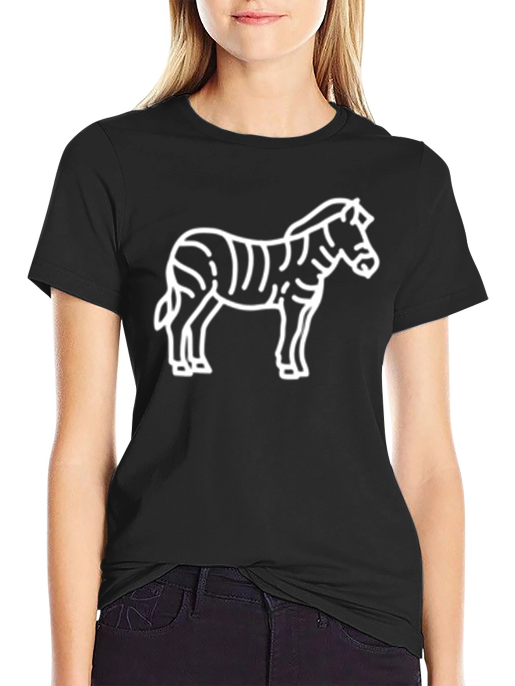 Zebra Graphic Tee - Black Cotton T-Shirt