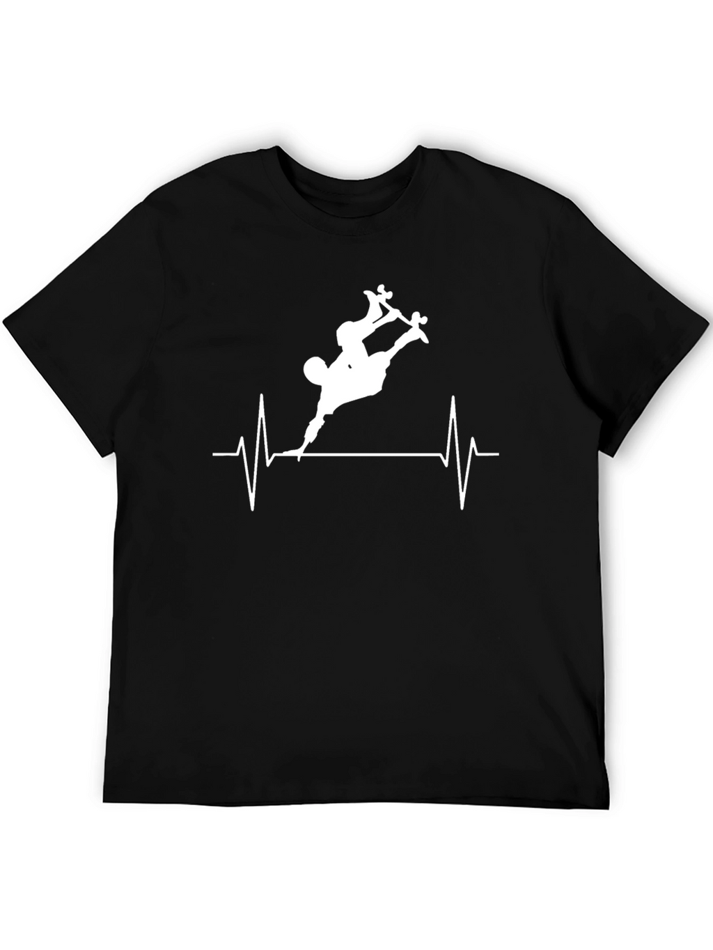 Skateboarder Heartbeat Graphic Tee - Black Cotton