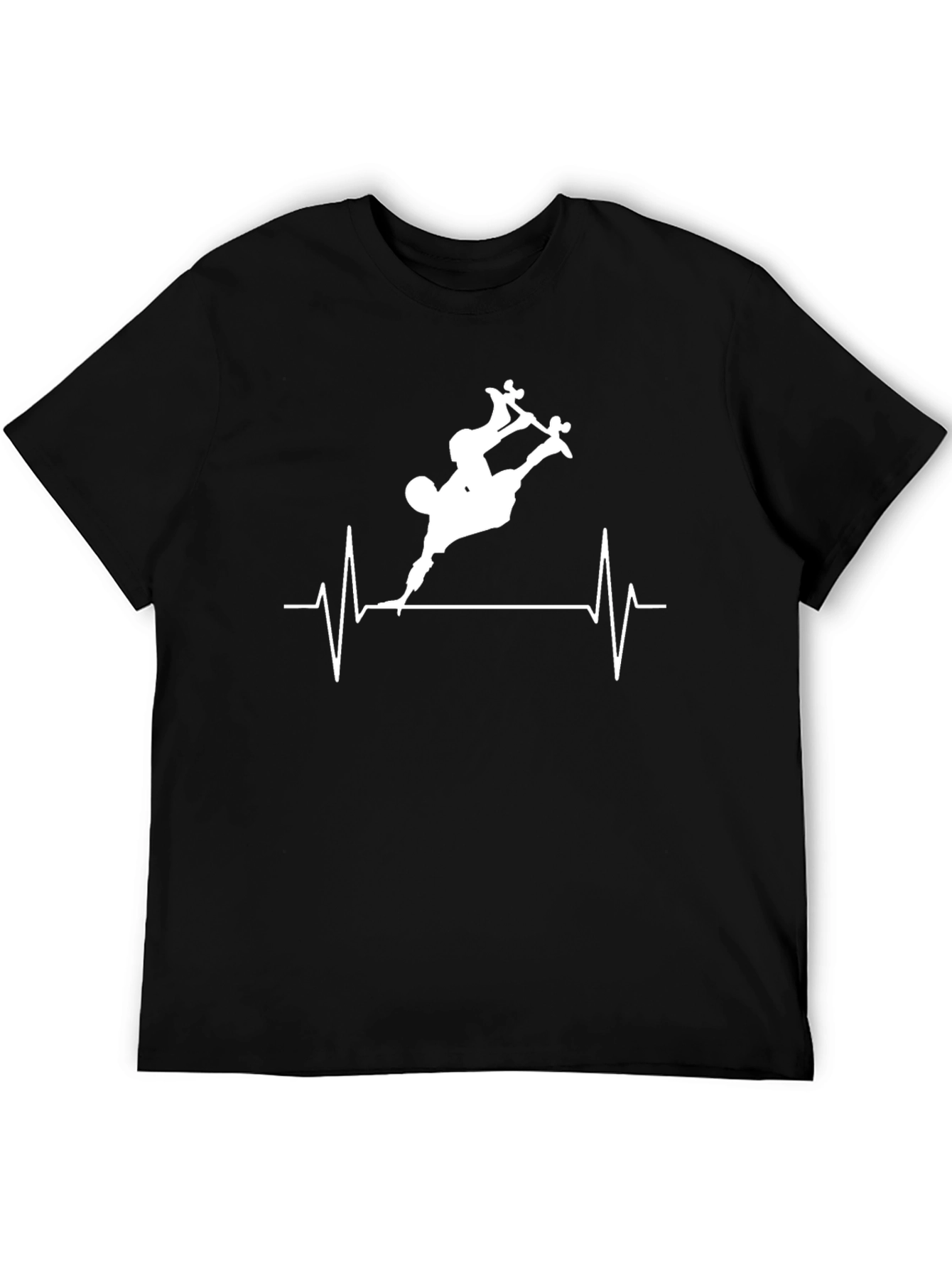 Skateboarder Heartbeat Graphic Tee - Black Cotton