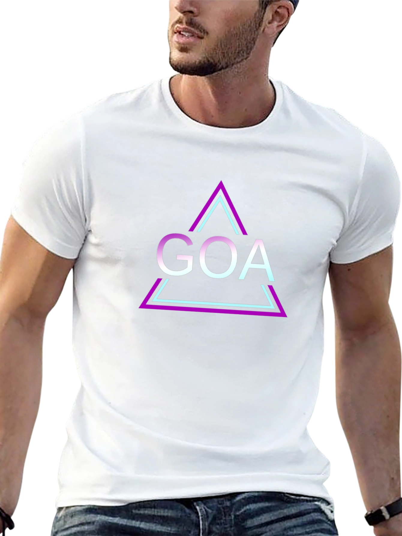 GOA Triangle Graphic Print Black T-Shirt