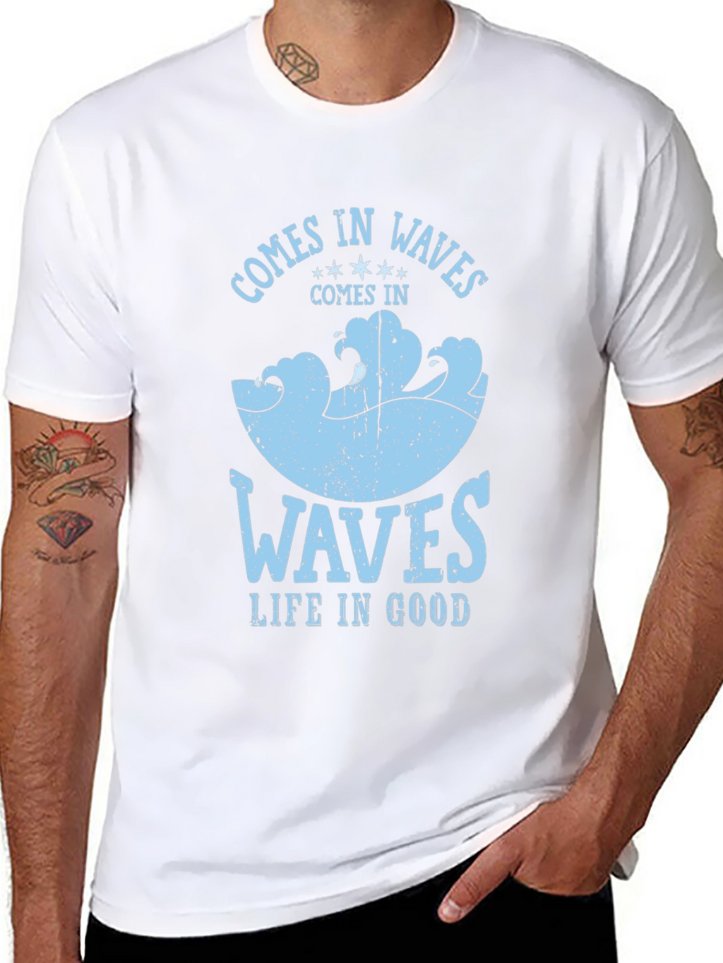 Comes in Waves Graphic Tee - Mens Black T-Shirt
