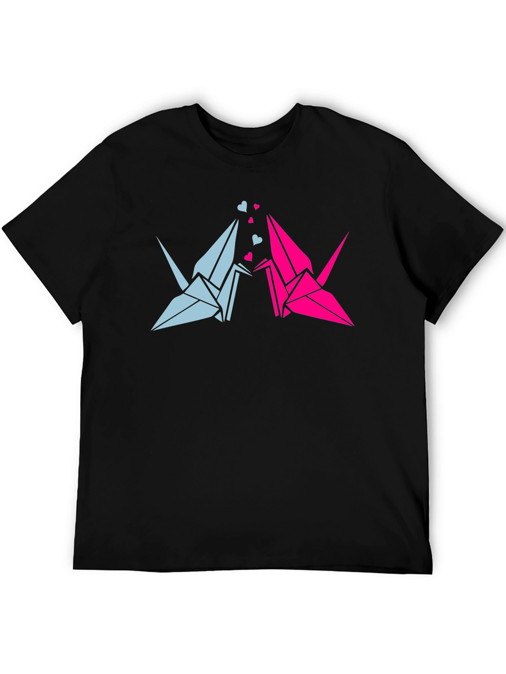 Origami Crane Love Black T-Shirt