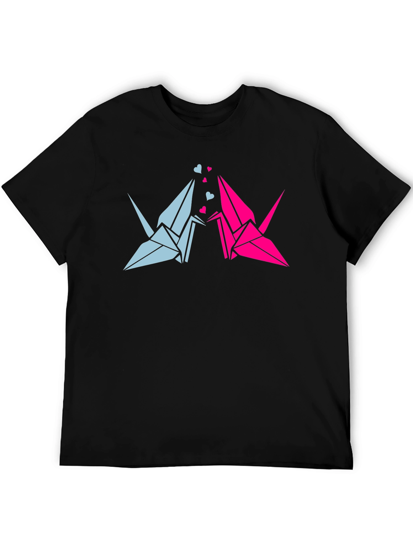 Origami Crane Love Black T-Shirt