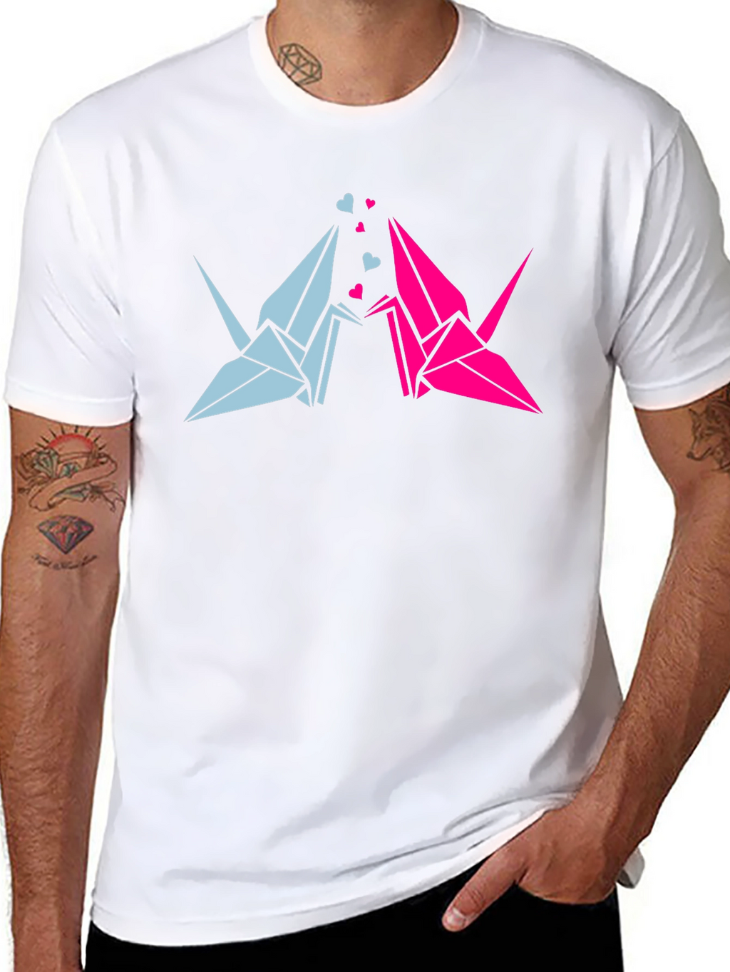 Origami Crane Love Black T-Shirt