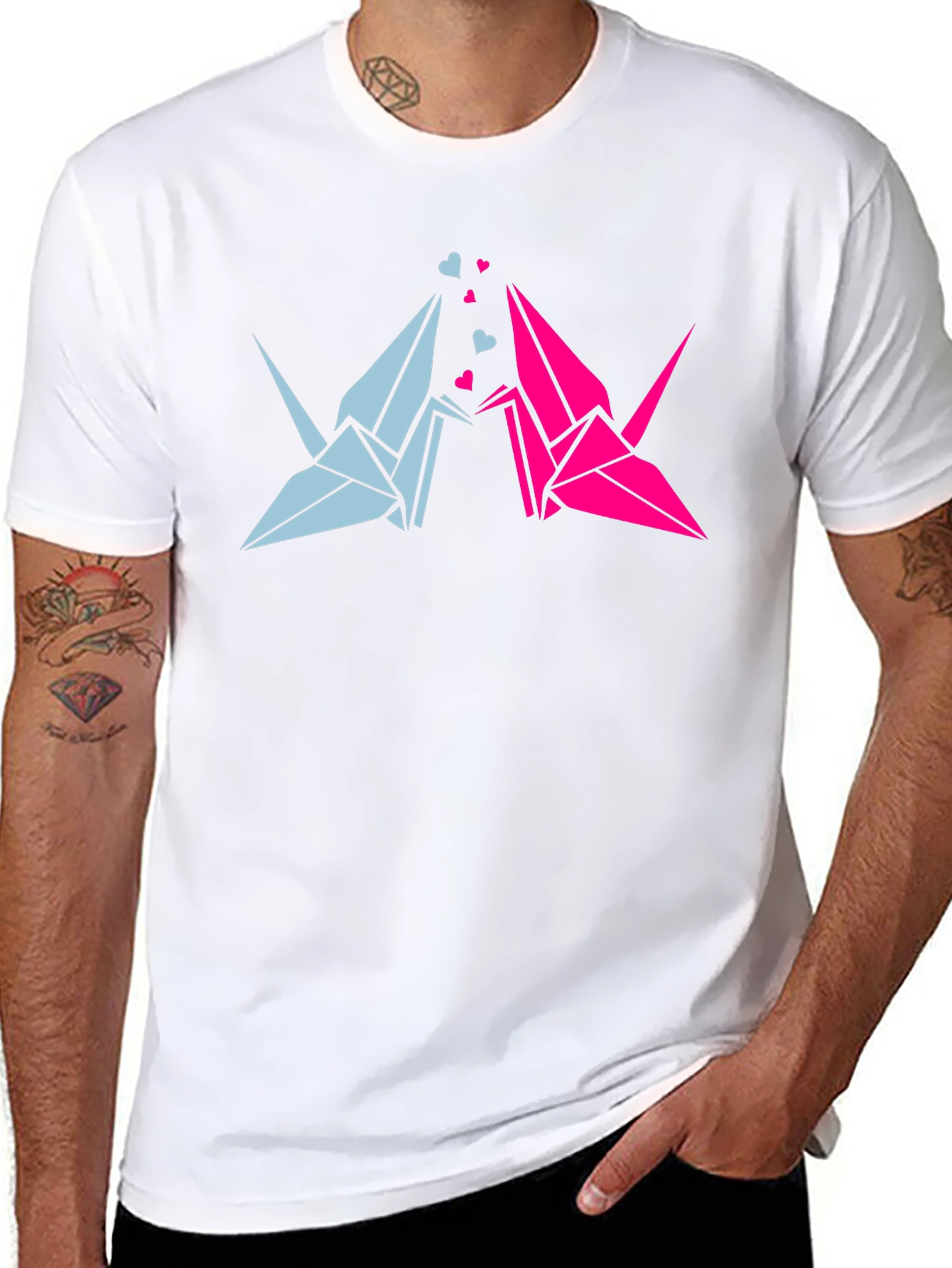 Origami Crane Love Black T-Shirt