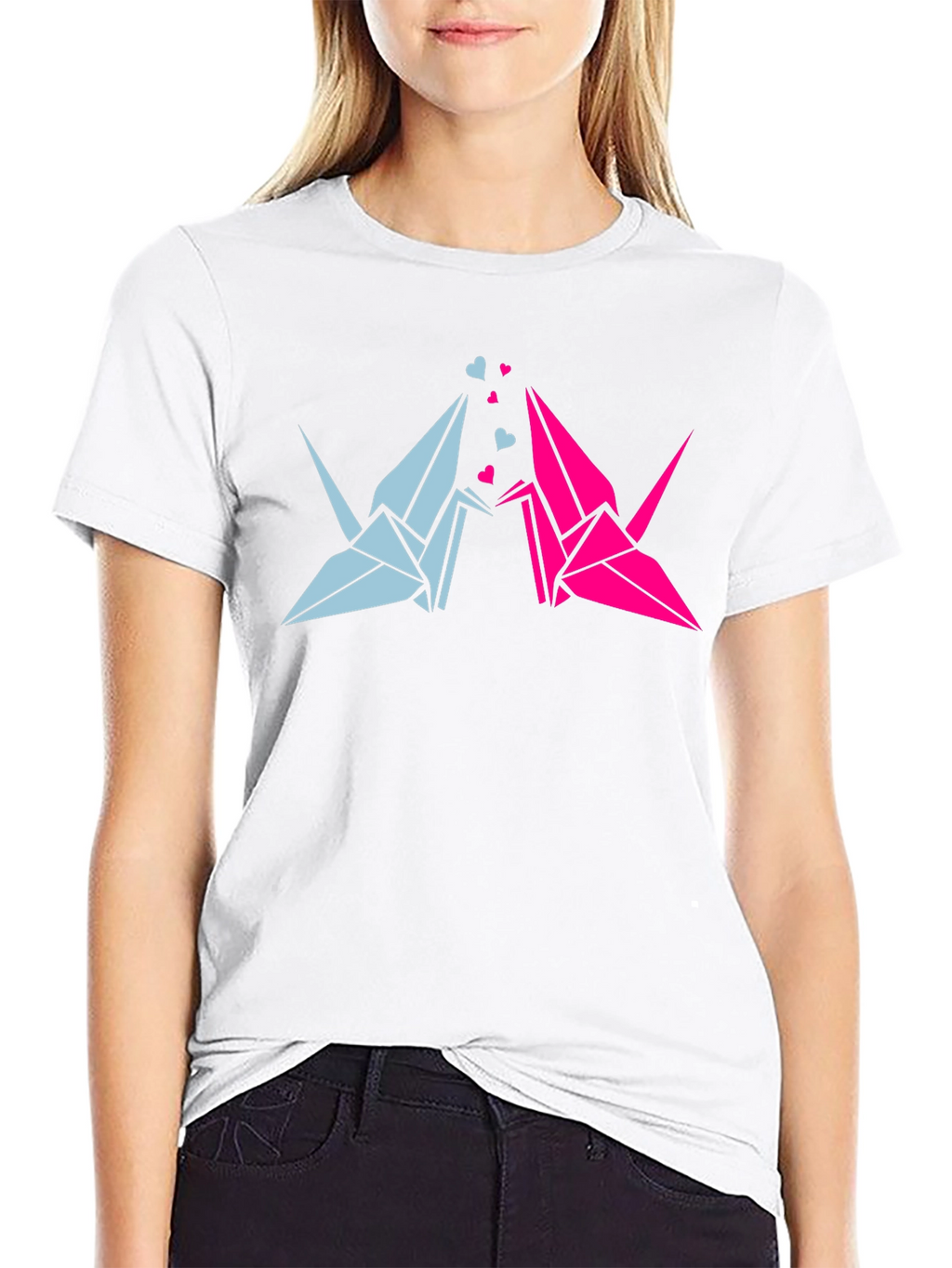 Origami Crane Love Black T-Shirt