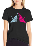 Origami Crane Love Black T-Shirt