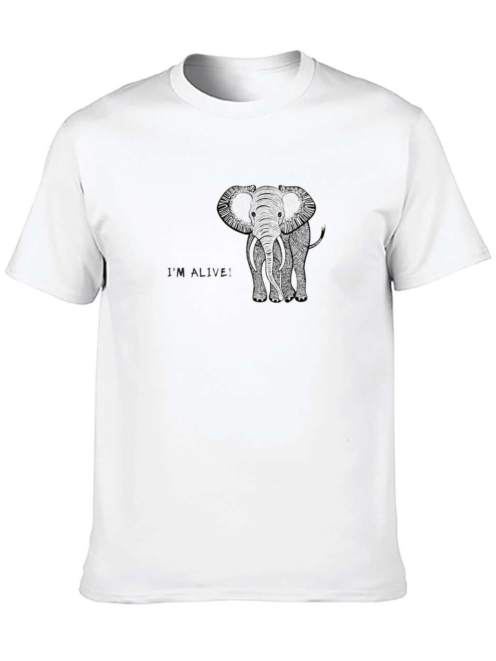 Mens Black Elephant Graphic T-Shirt
