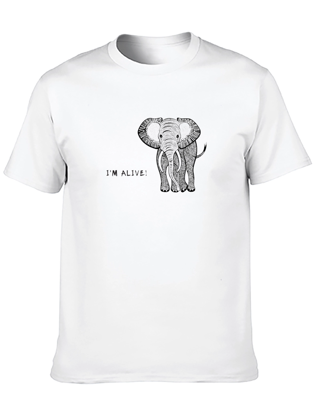 Mens Black Elephant Graphic T-Shirt