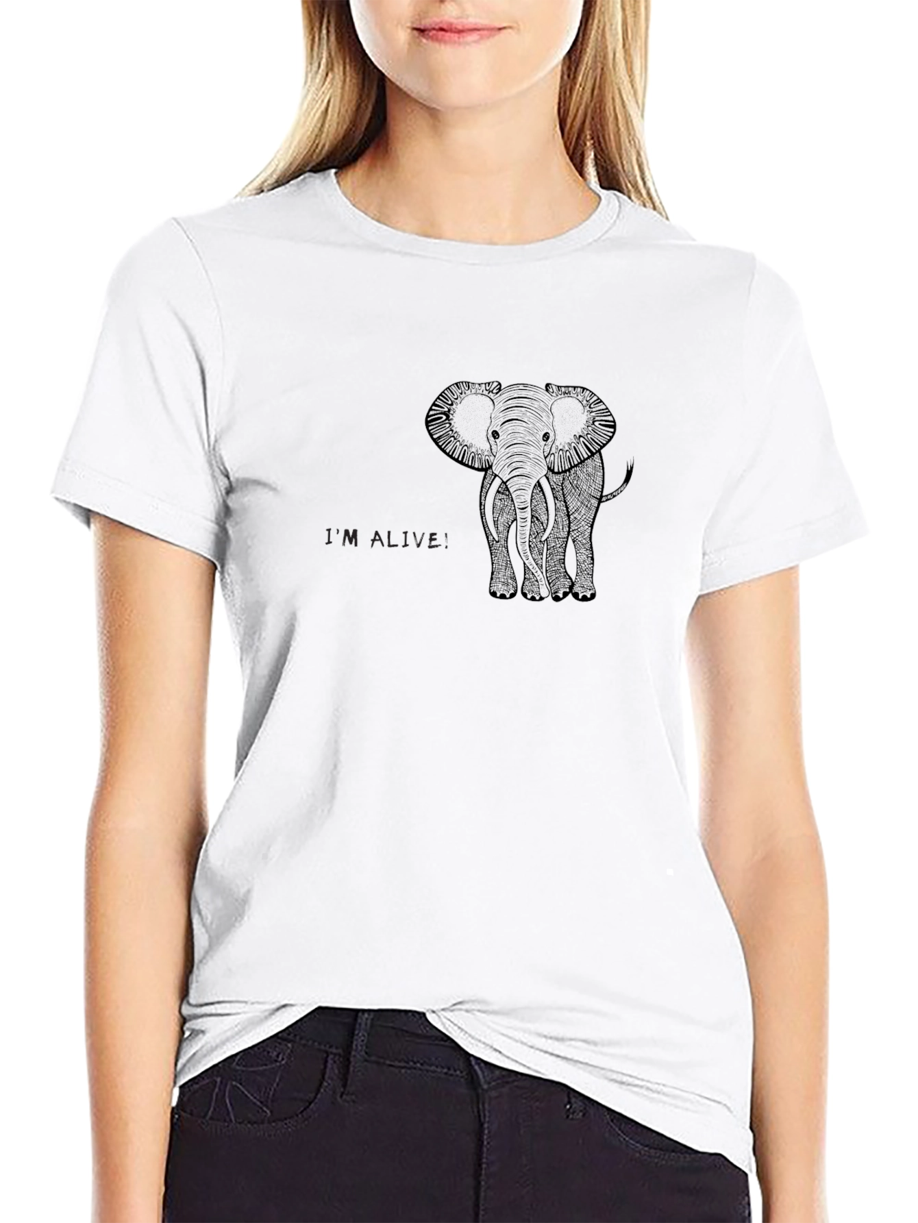 Mens Black Elephant Graphic T-Shirt