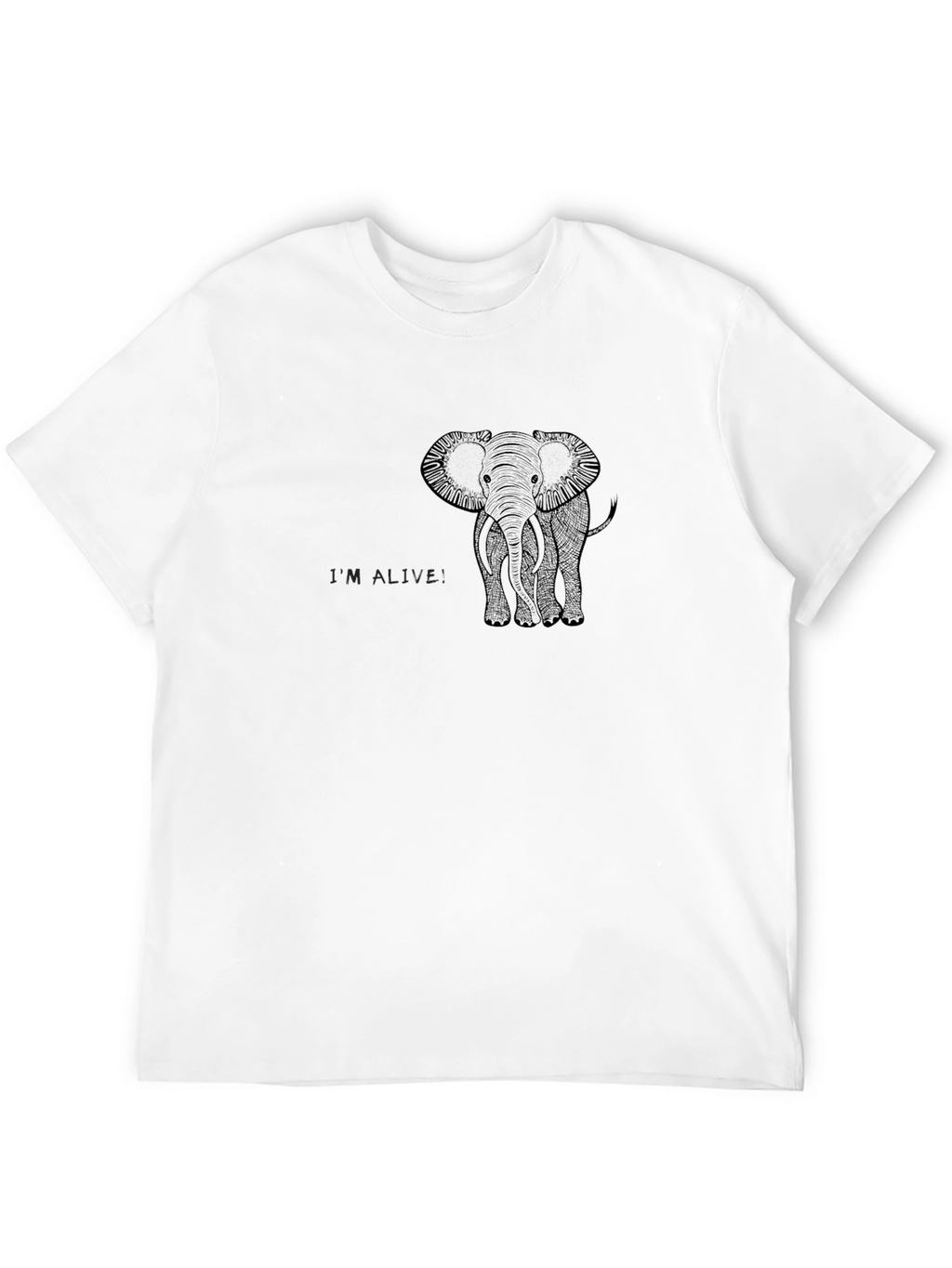 Mens Black Elephant Graphic T-Shirt