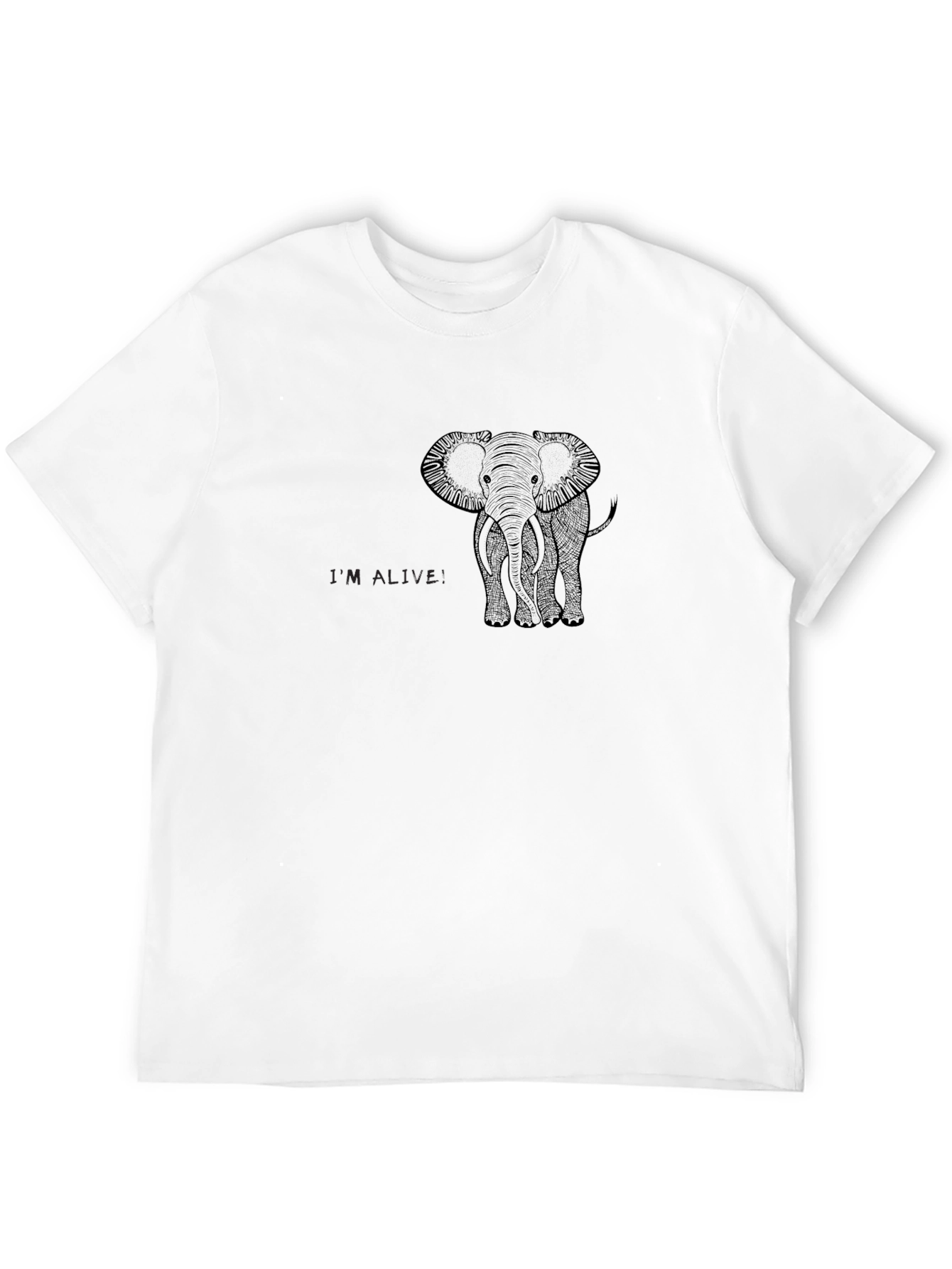Mens Black Elephant Graphic T-Shirt