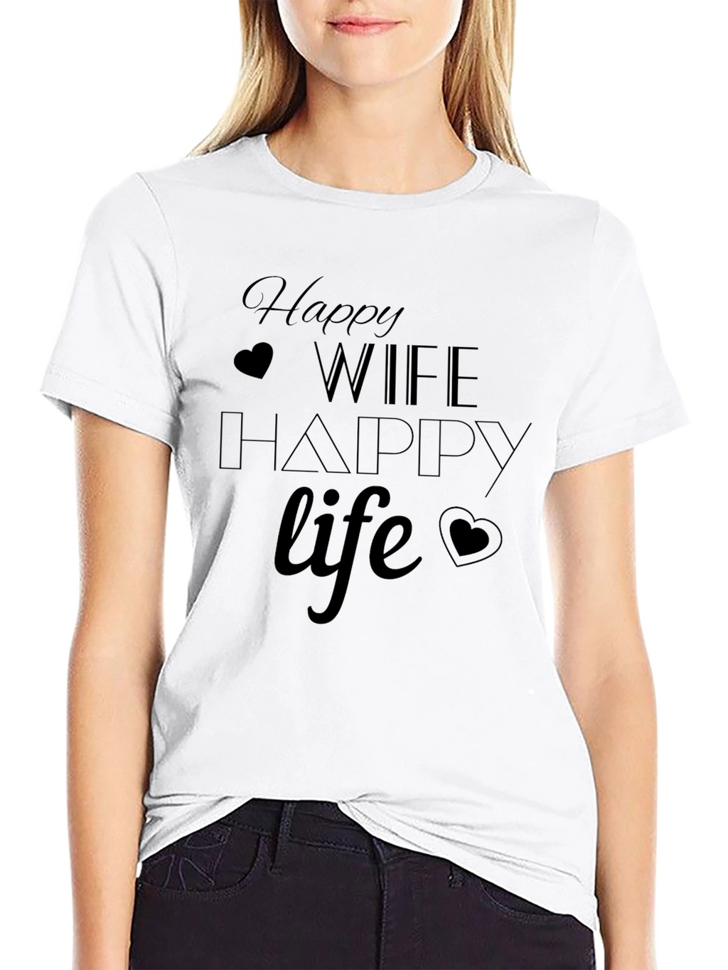 Happy Wife Happy Life Black T-Shirt