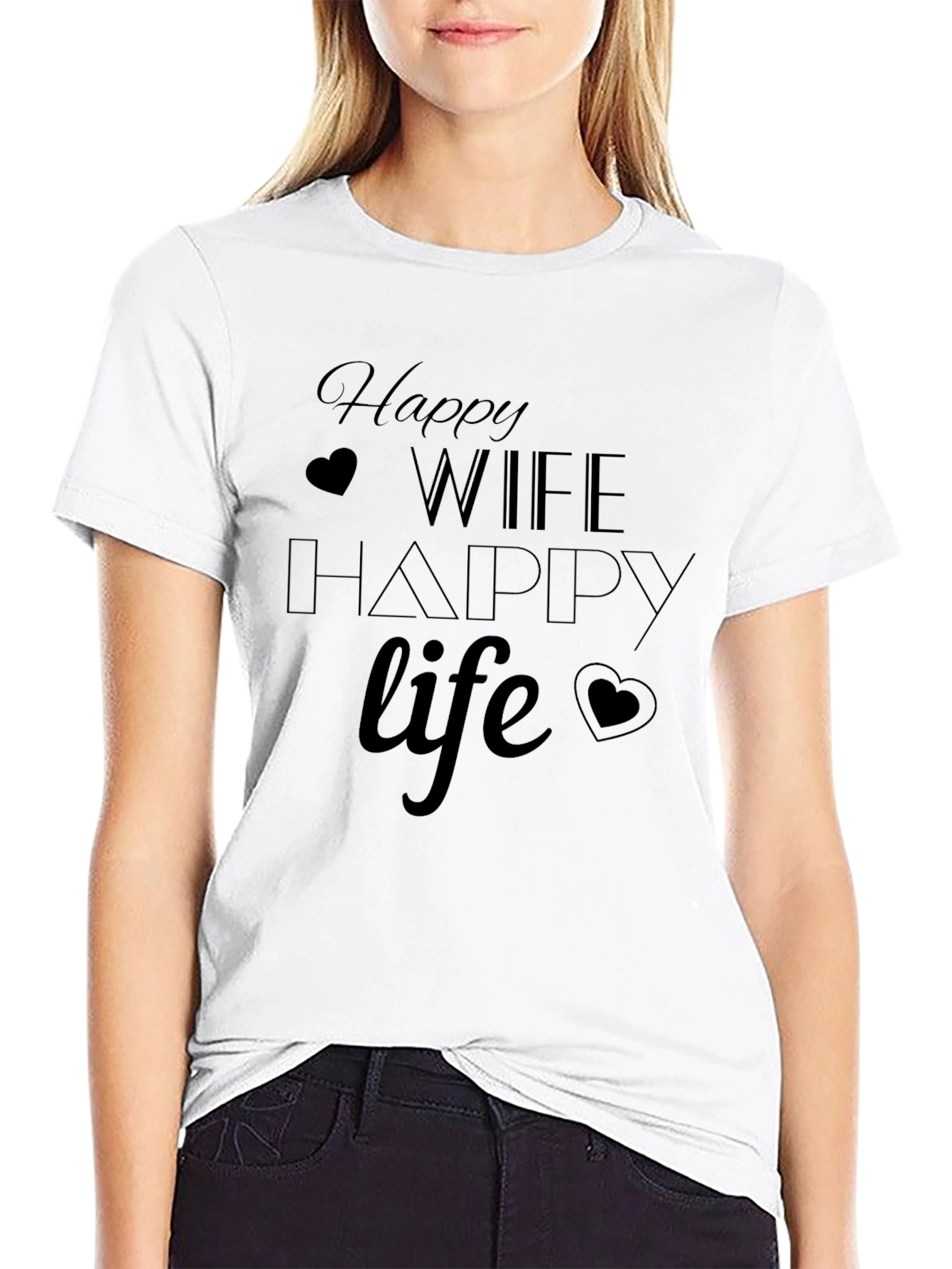 Happy Wife Happy Life Black T-Shirt