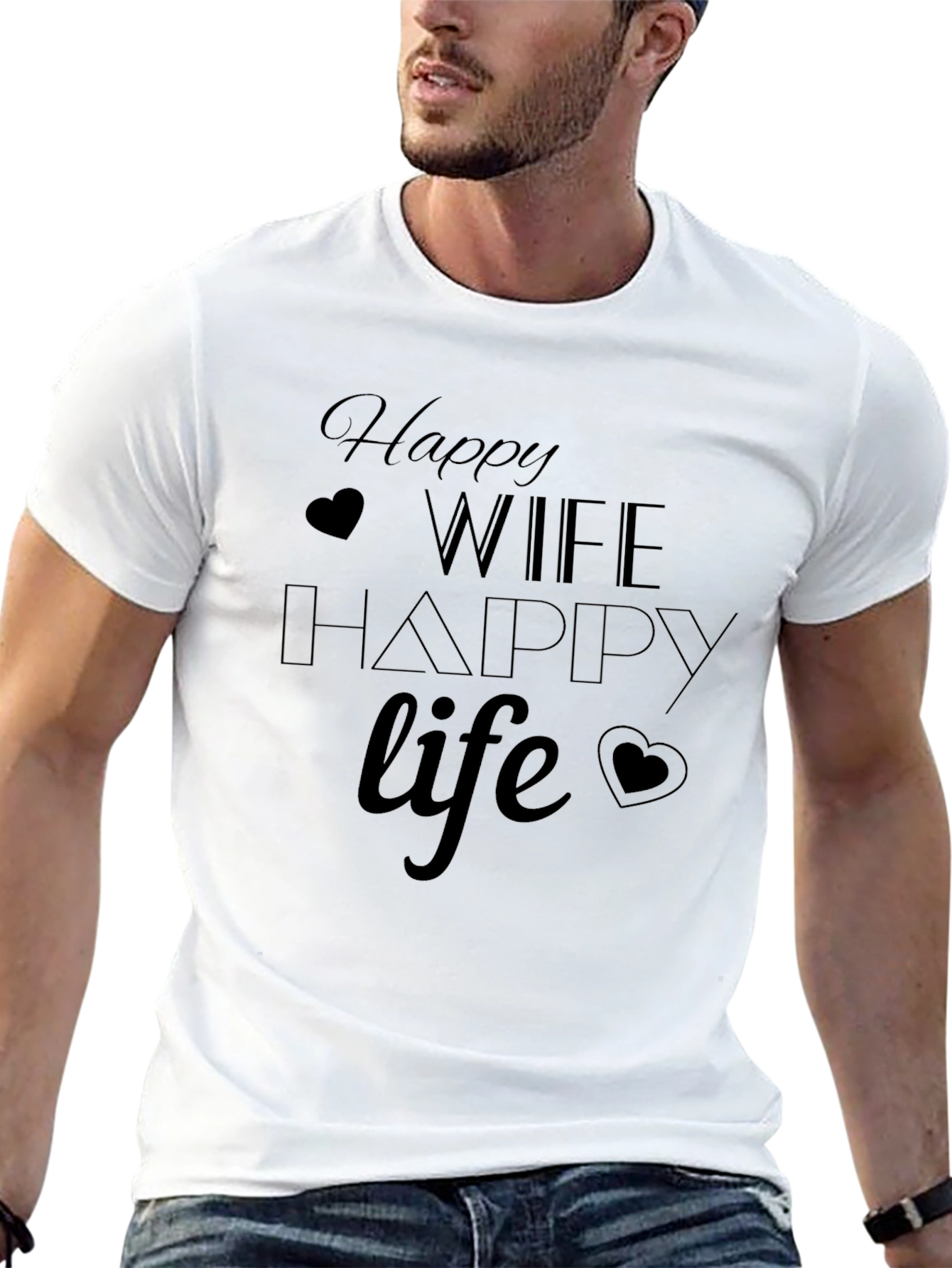 Happy Wife Happy Life Black T-Shirt