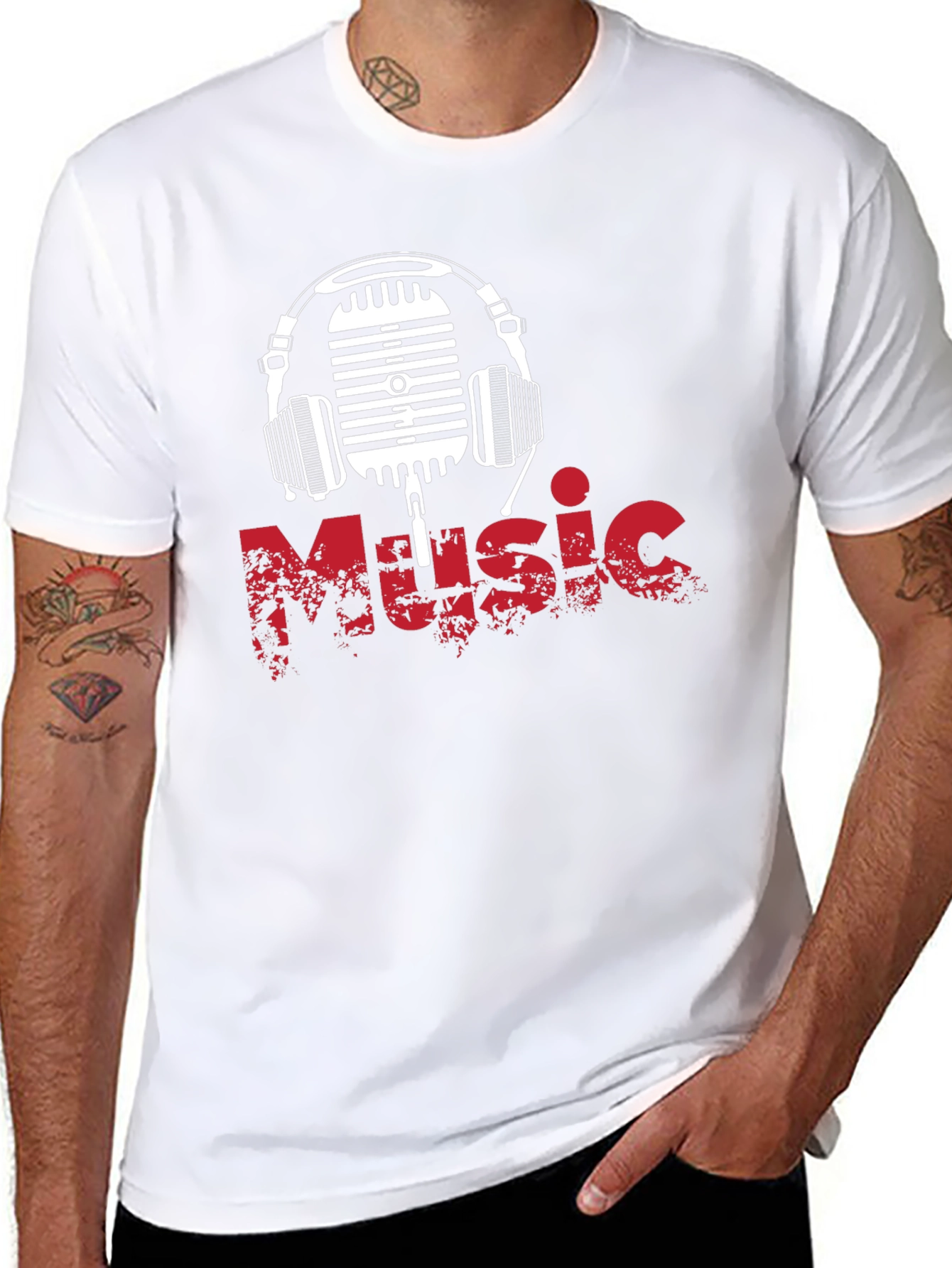 Music Lover Graphic T-Shirt - Microphone & Headphones