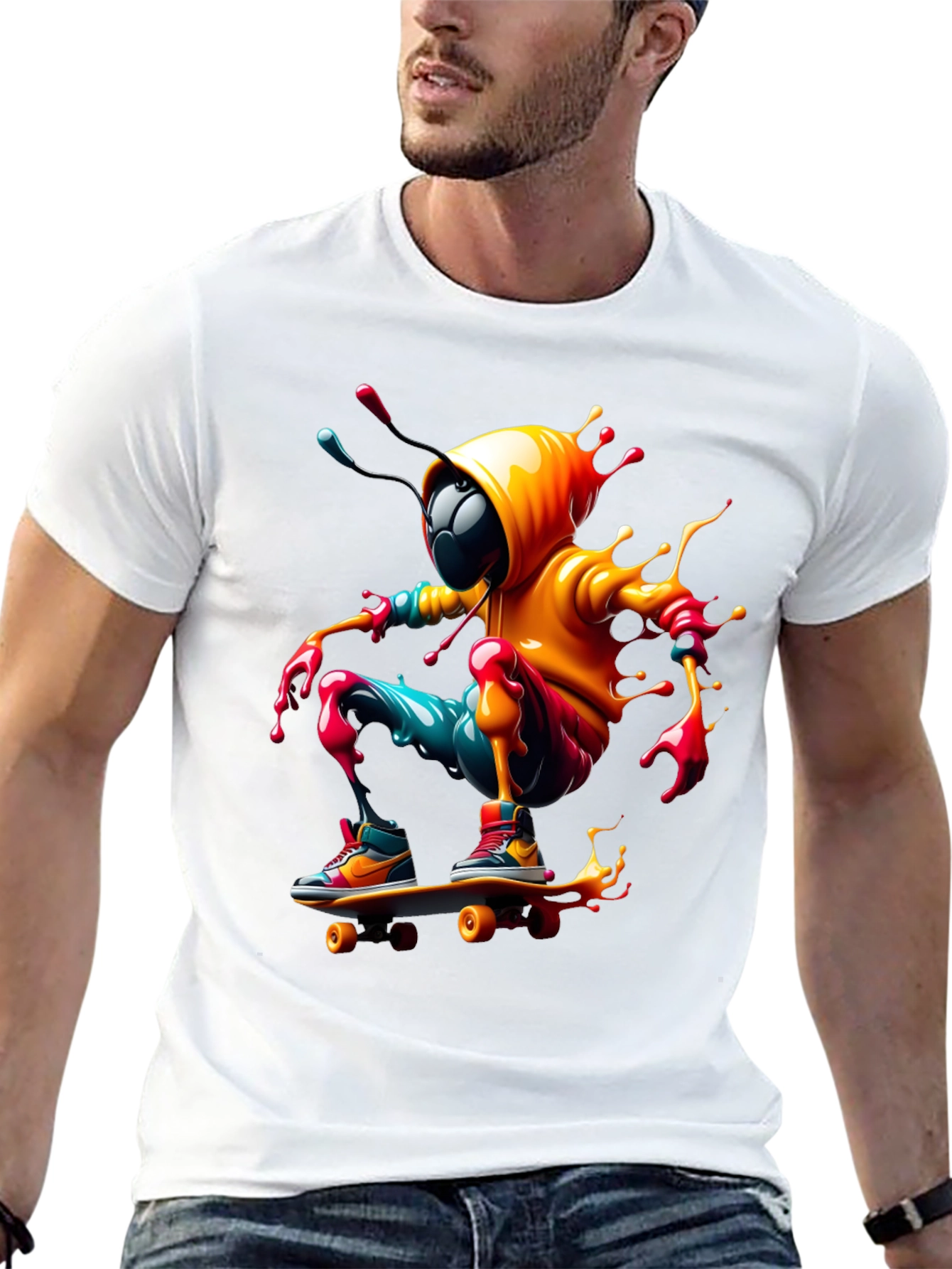 Skateboarding Bee Graphic Tee - Black
