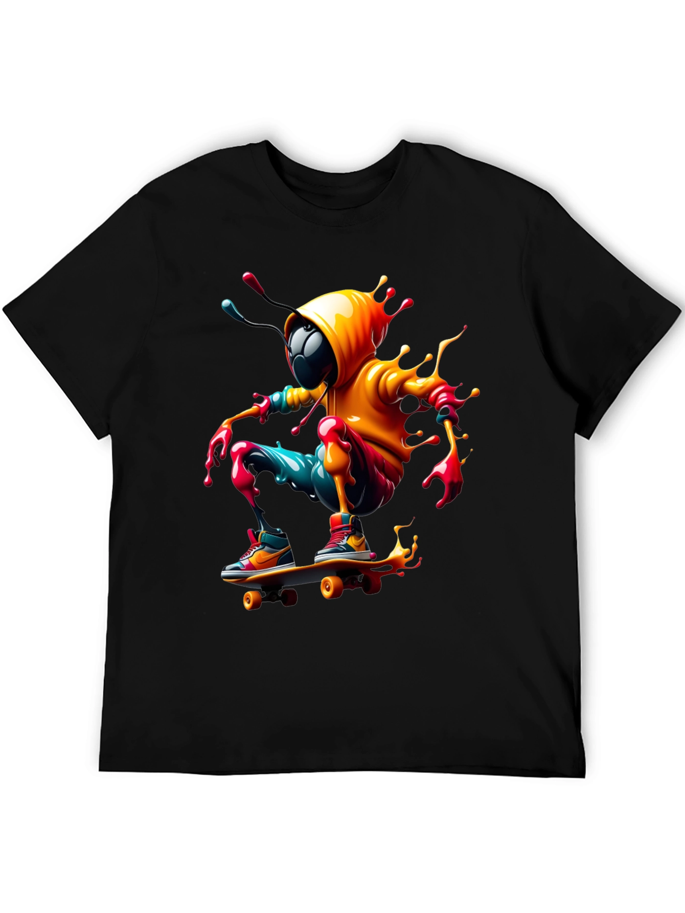 Skateboarding Bee Graphic Tee - Black