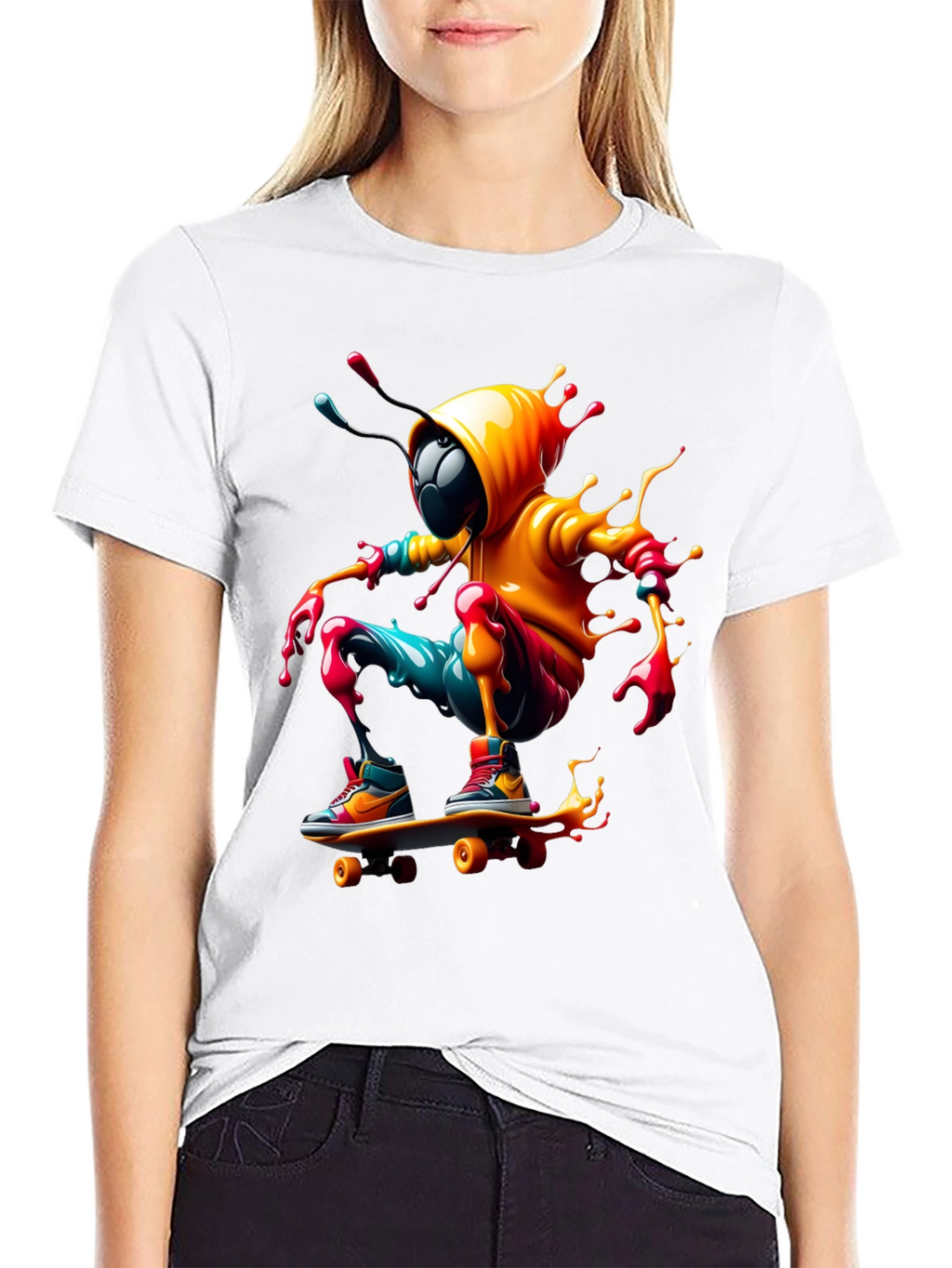 Skateboarding Bee Graphic Tee - Black