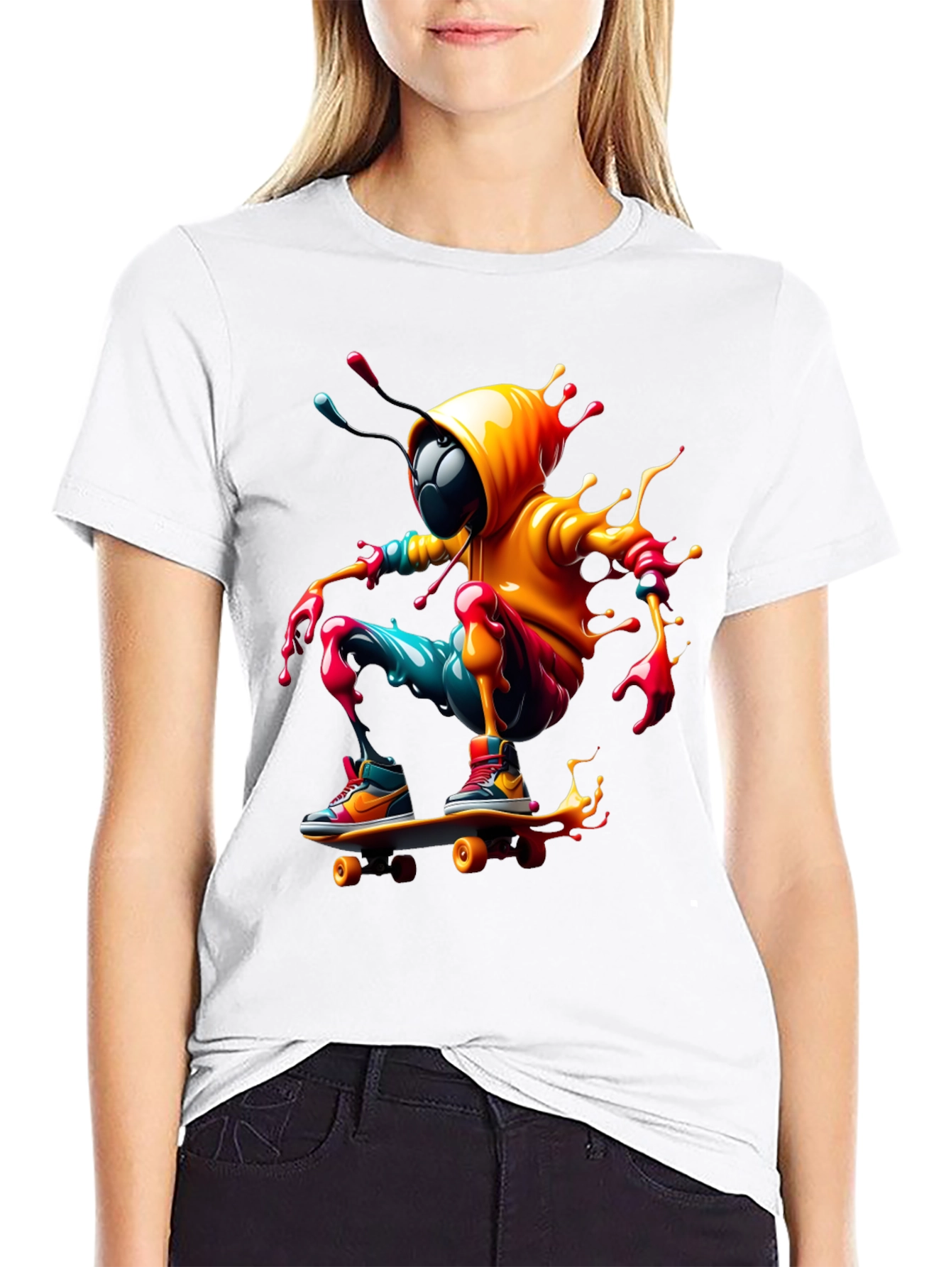 Skateboarding Bee Graphic Tee - Black
