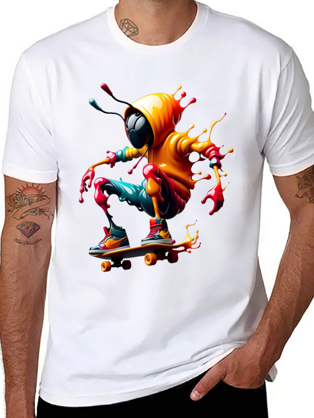 Skateboarding Bee Graphic Tee - Black