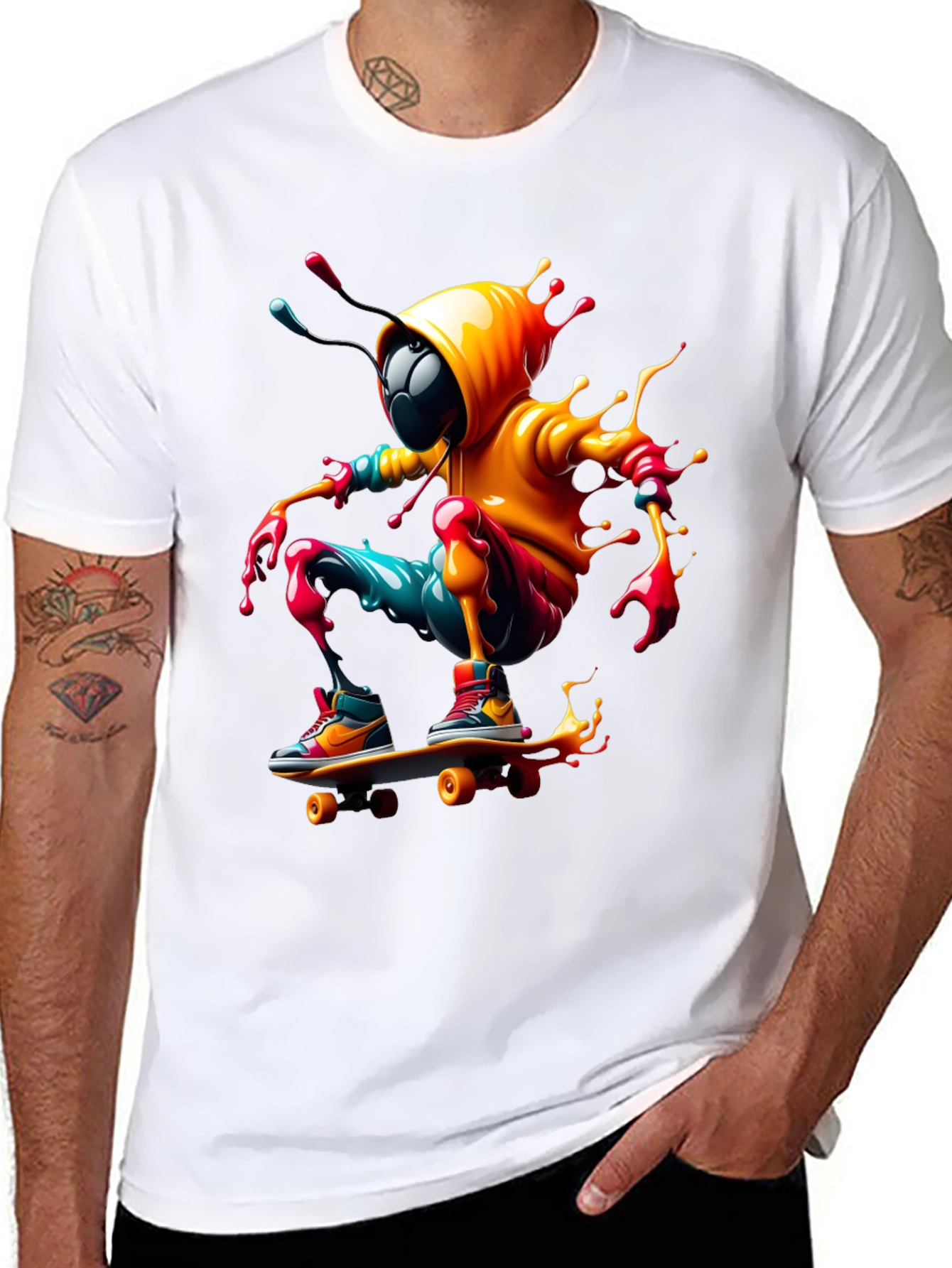 Skateboarding Bee Graphic Tee - Black